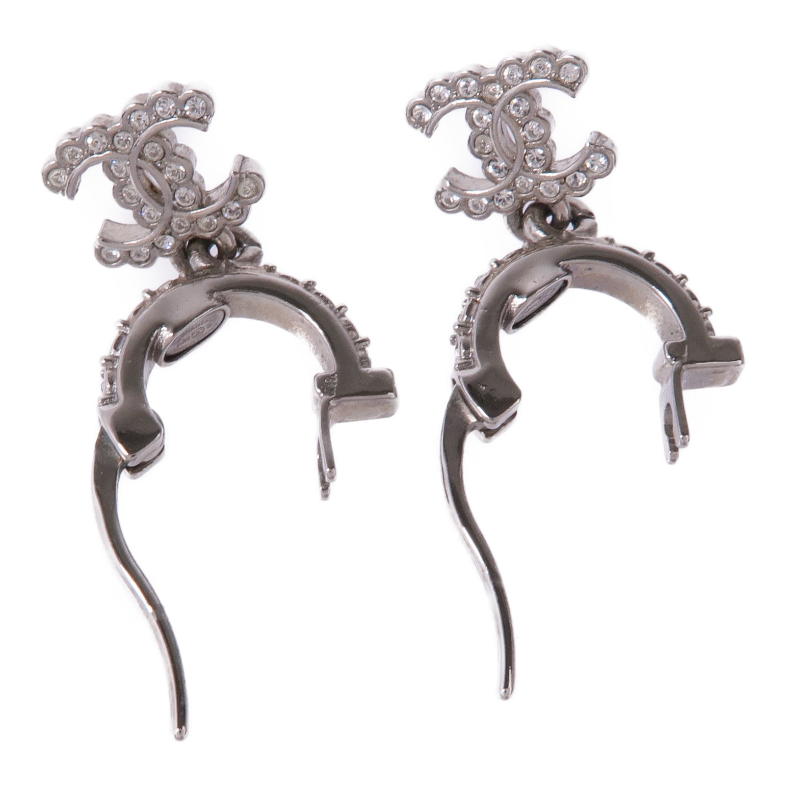 CHANEL CC Earrings Metal Silver