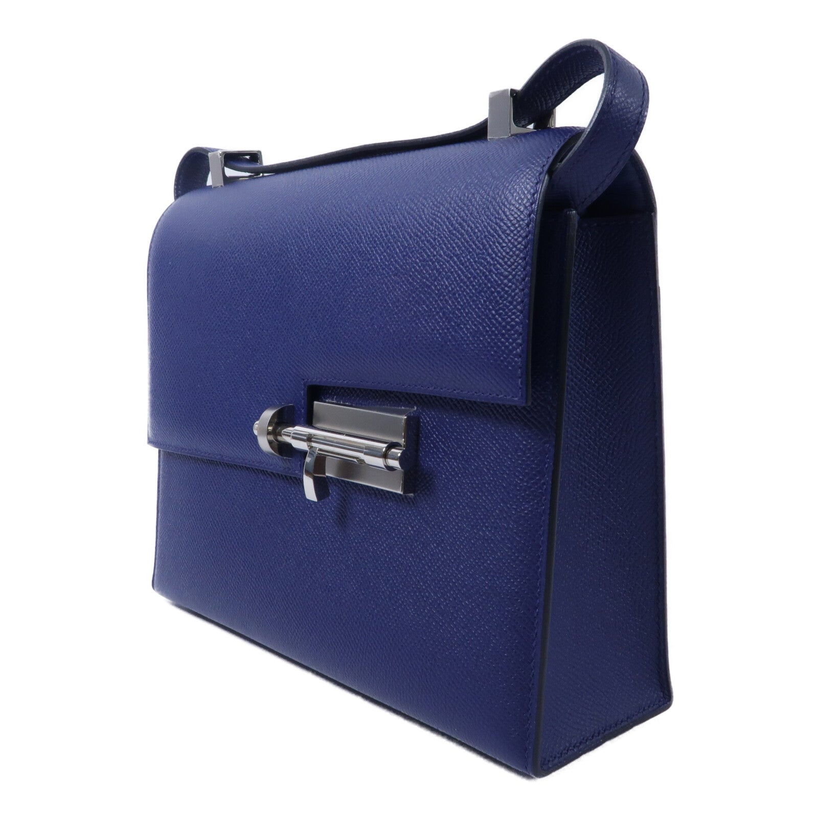 HERMES Epsom皮革Verrou 23肩背袋Bleu Saphir