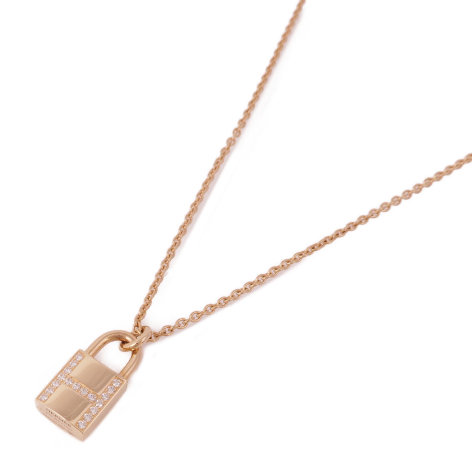 HERMES 18K玫瑰金Cadenas Pendant Diamond Necklace鑽石項鍊