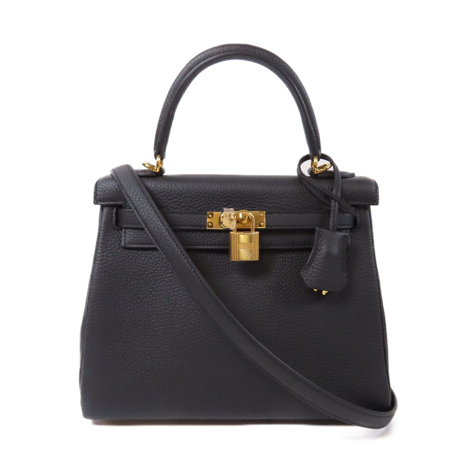 HERMES 【激減優惠】Togo皮革Kelly 25金扣手挽肩背兩用袋黑色