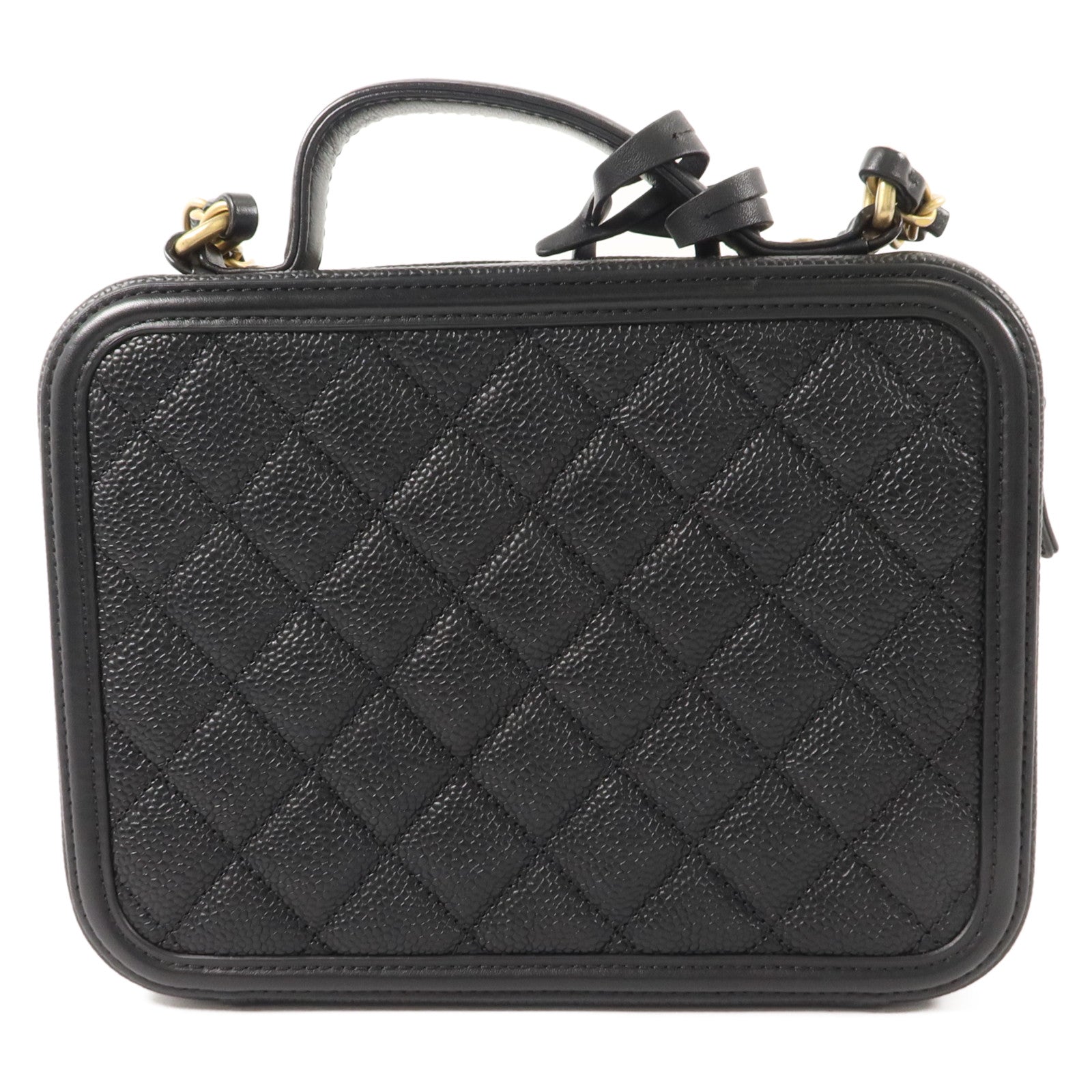 CHANEL 牛皮皮革CC Filigree Vanity Case Medium手挽肩背兩用袋