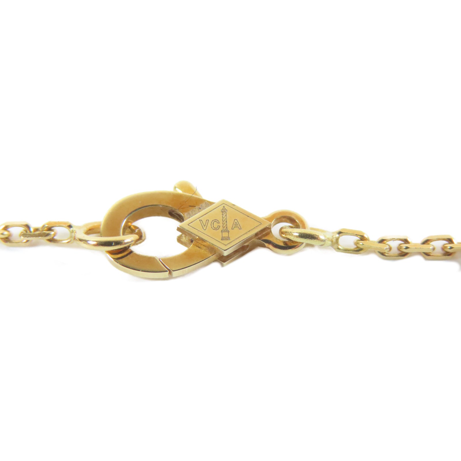 Van Cleef & Arpels 18K黃金Vintage Alhambra孔雀石項鍊#42cm