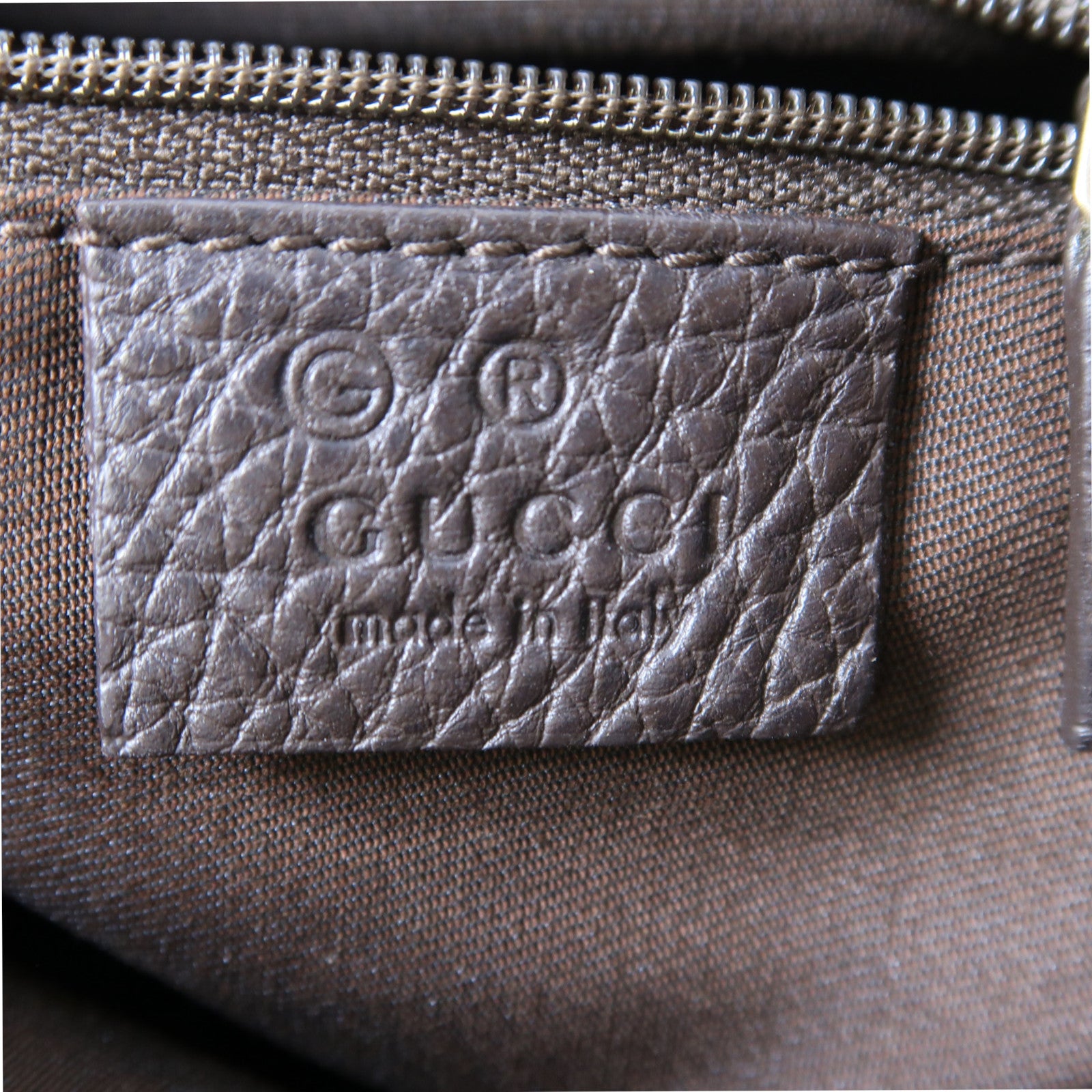 GUCCI 塗層帆布Shoulder Bag金扣肩背袋啡色