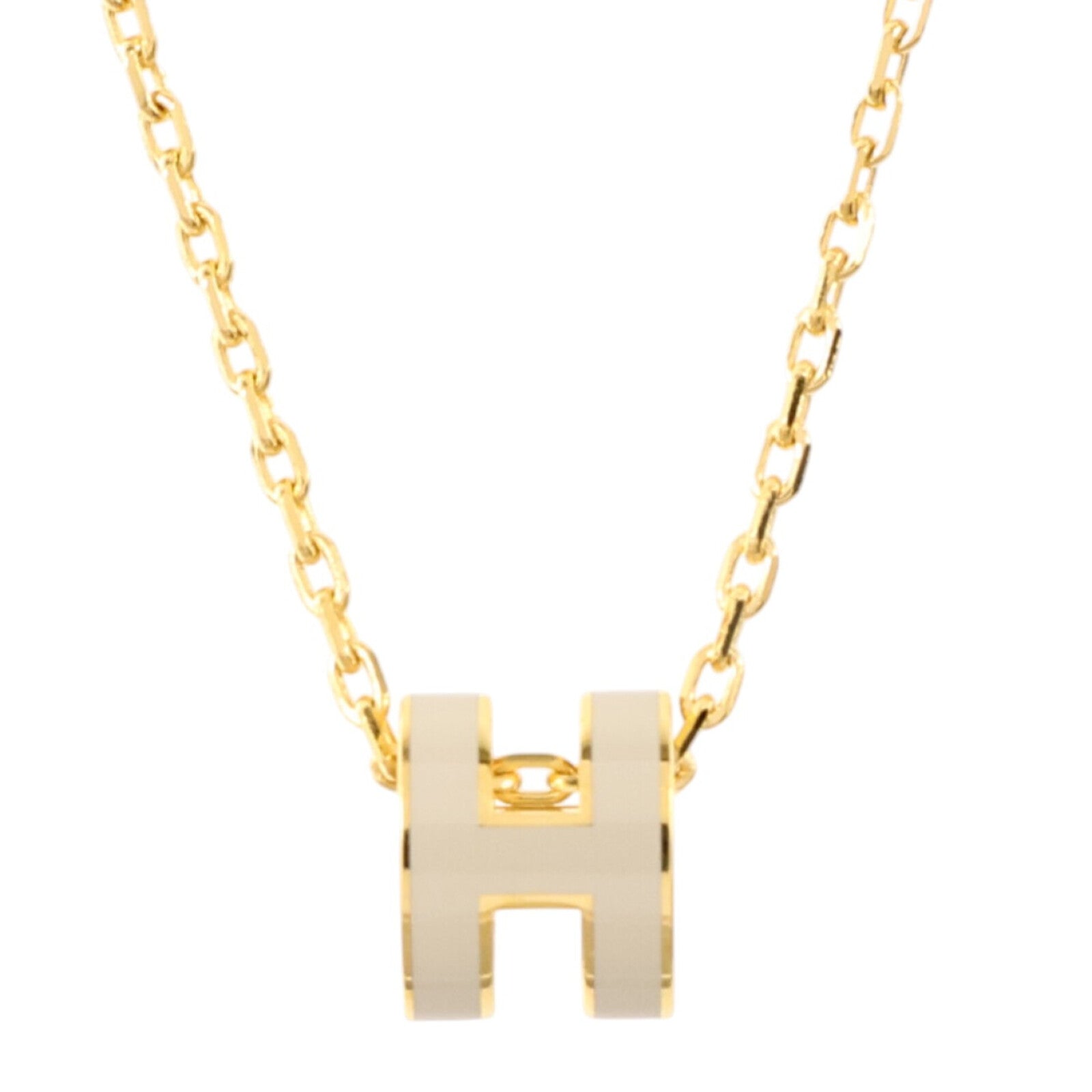 HERMES 金屬/琺瑯Mini Pop H Necklac金扣項鏈Marron Glace
