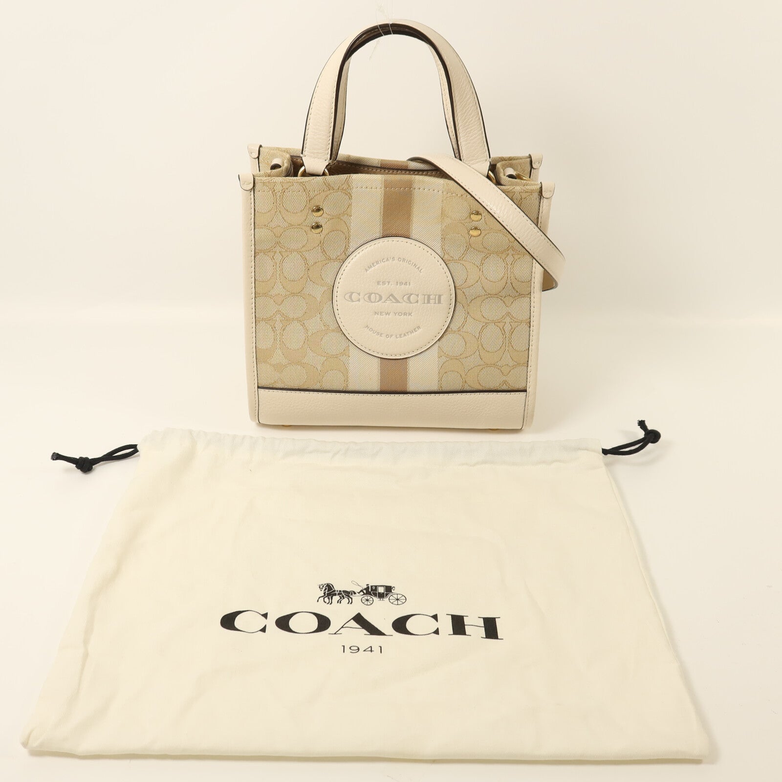 COACH 帆布/牛皮皮革2 Way Shoulder金扣手挽肩背兩用袋