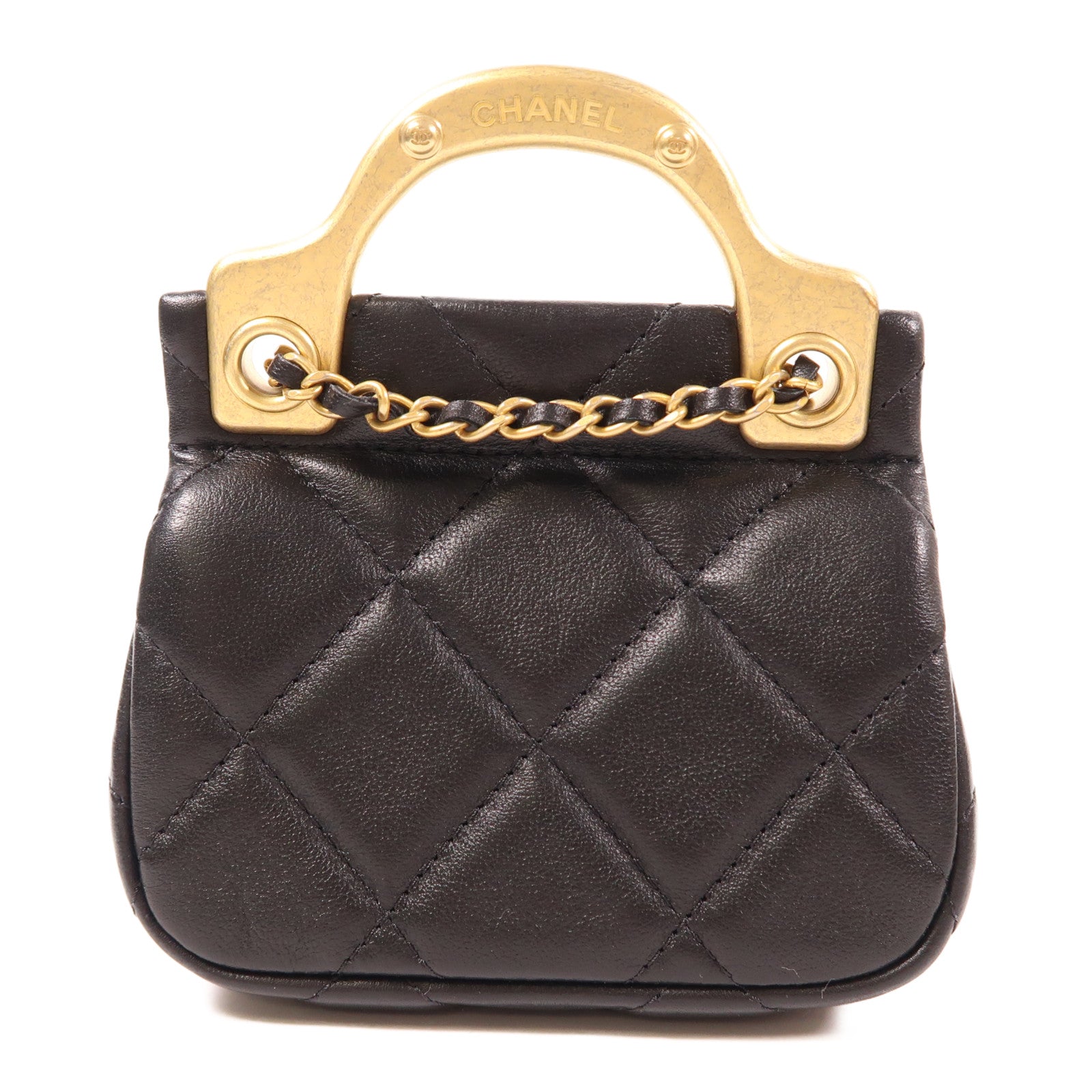 CHANEL 羊皮皮革Chain Shoulder金扣手挽肩背兩用袋