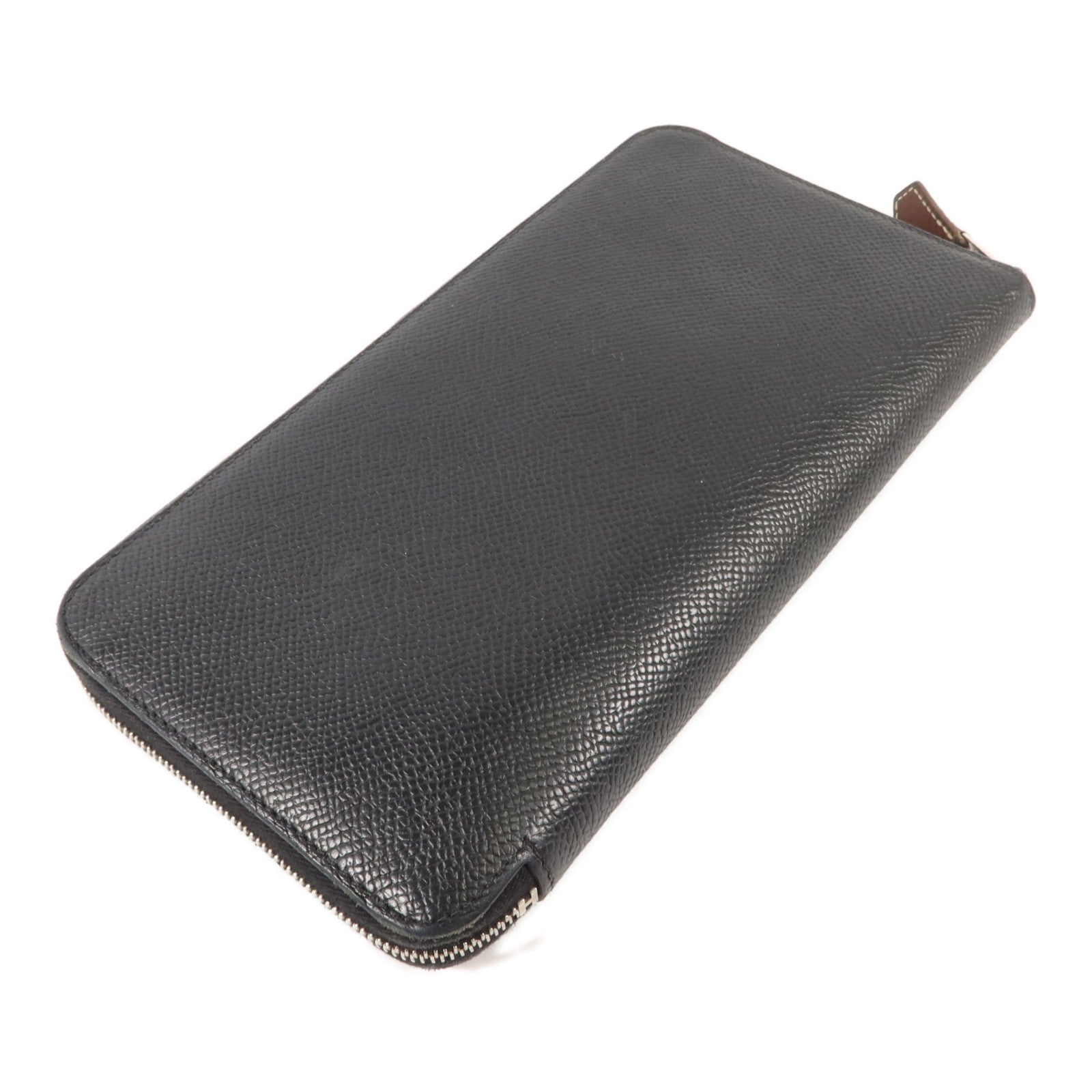 HERMES Epsom皮革Silk In Classique Long Wallet長錢包Noir
