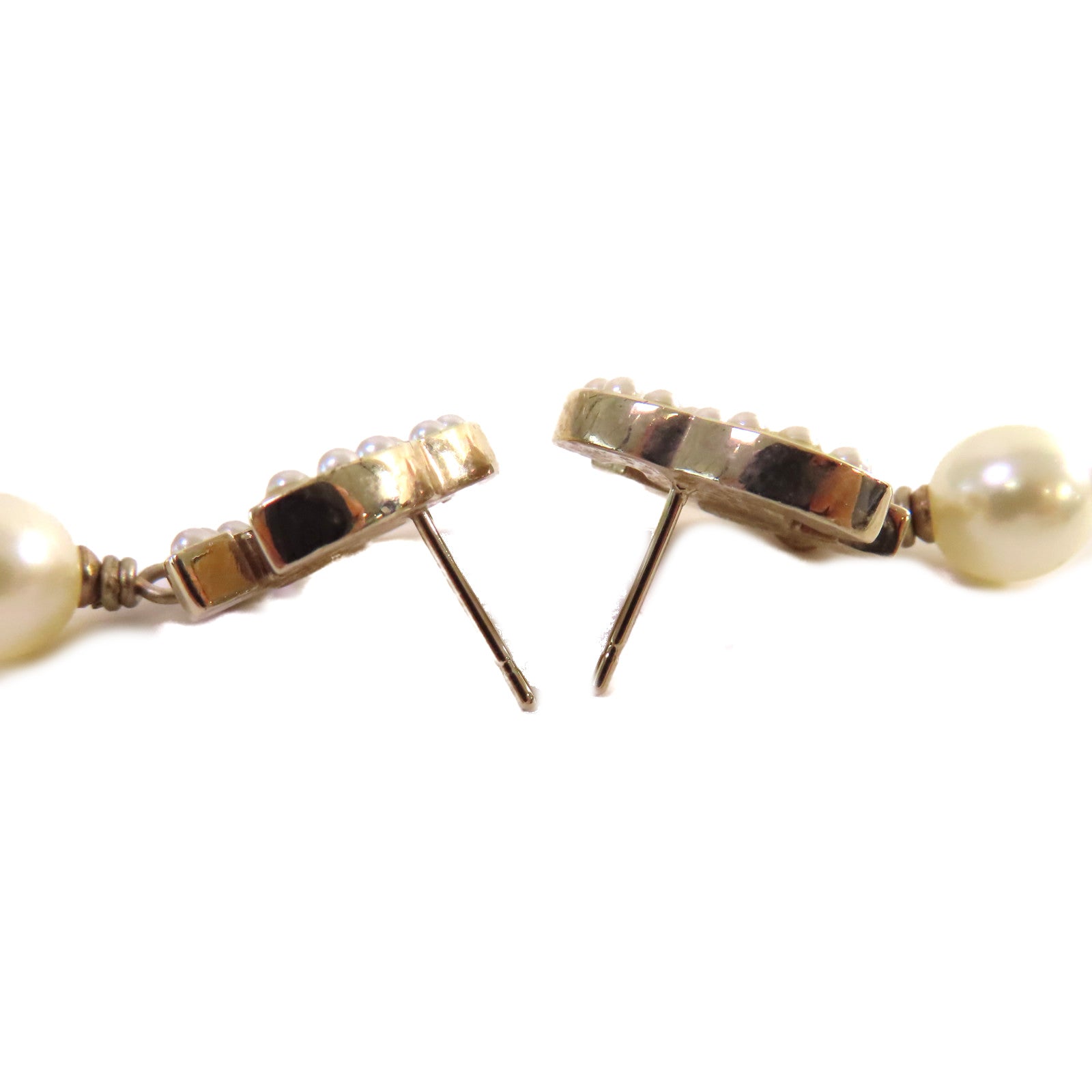 CHANEL 金屬/仿珍珠CC Earrings耳環珍珠色/金色