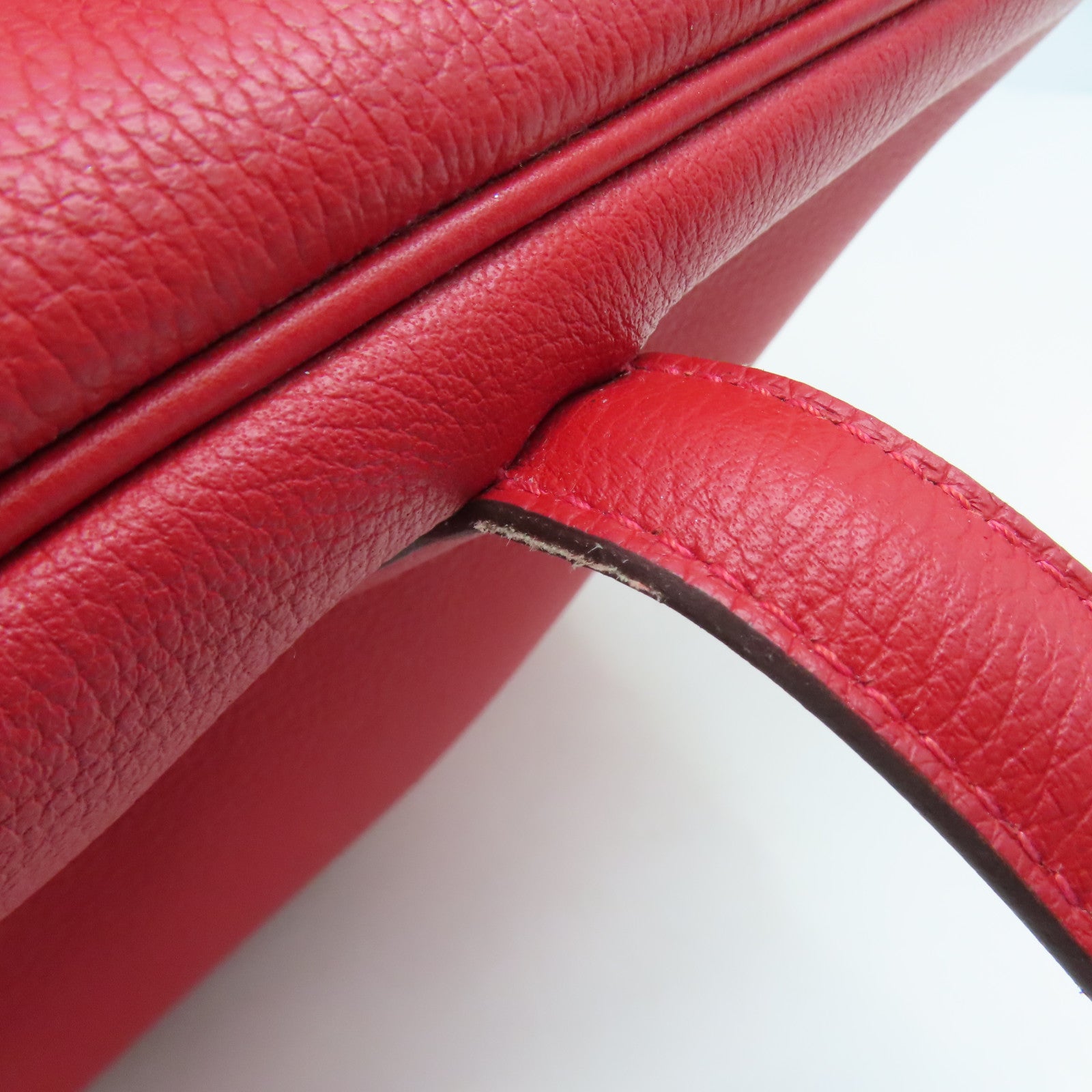 HERMES Evercolor皮革Victoria銀扣手挽袋法拉利紅