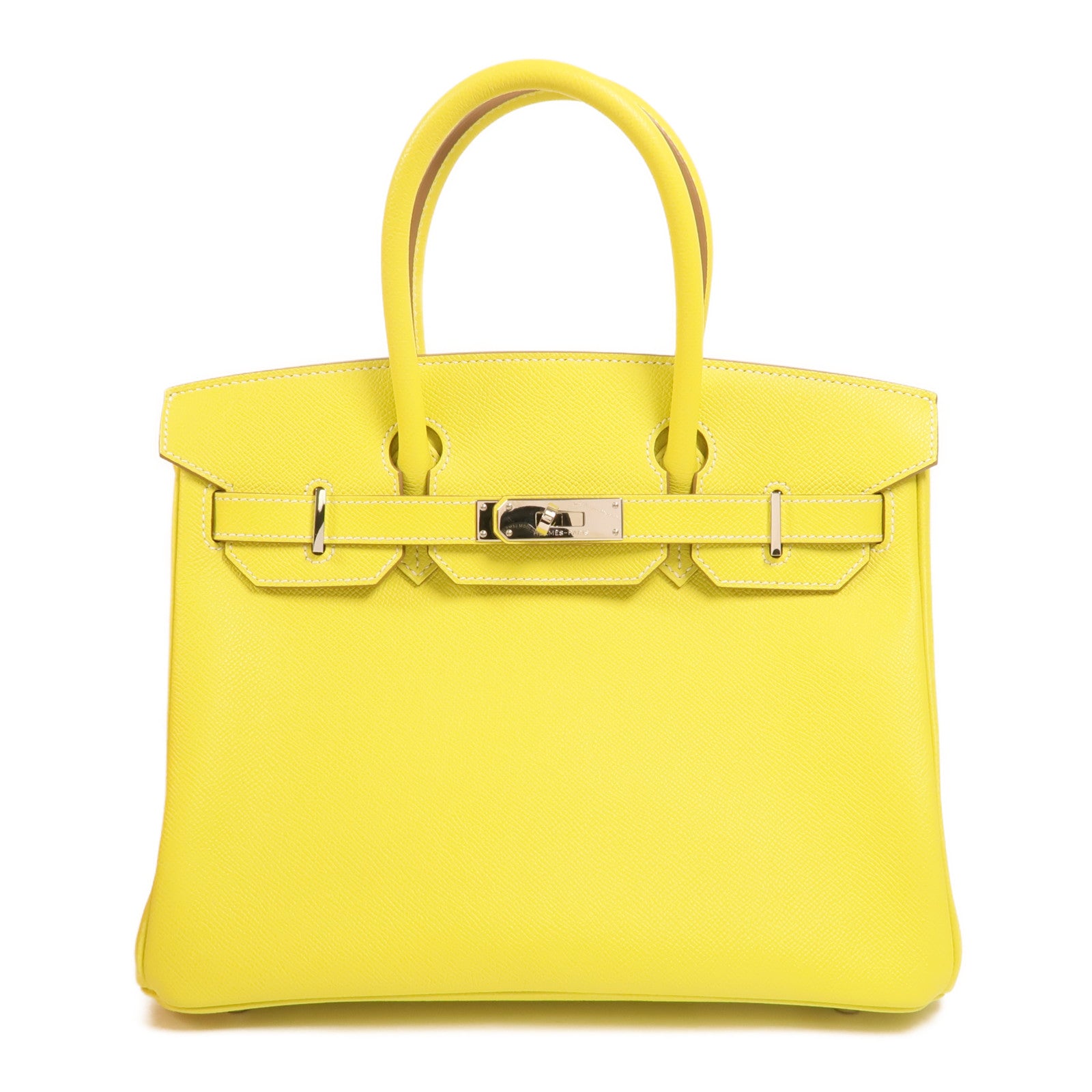 HERMES Epsom皮革Birkin30銀扣手挽袋Lime