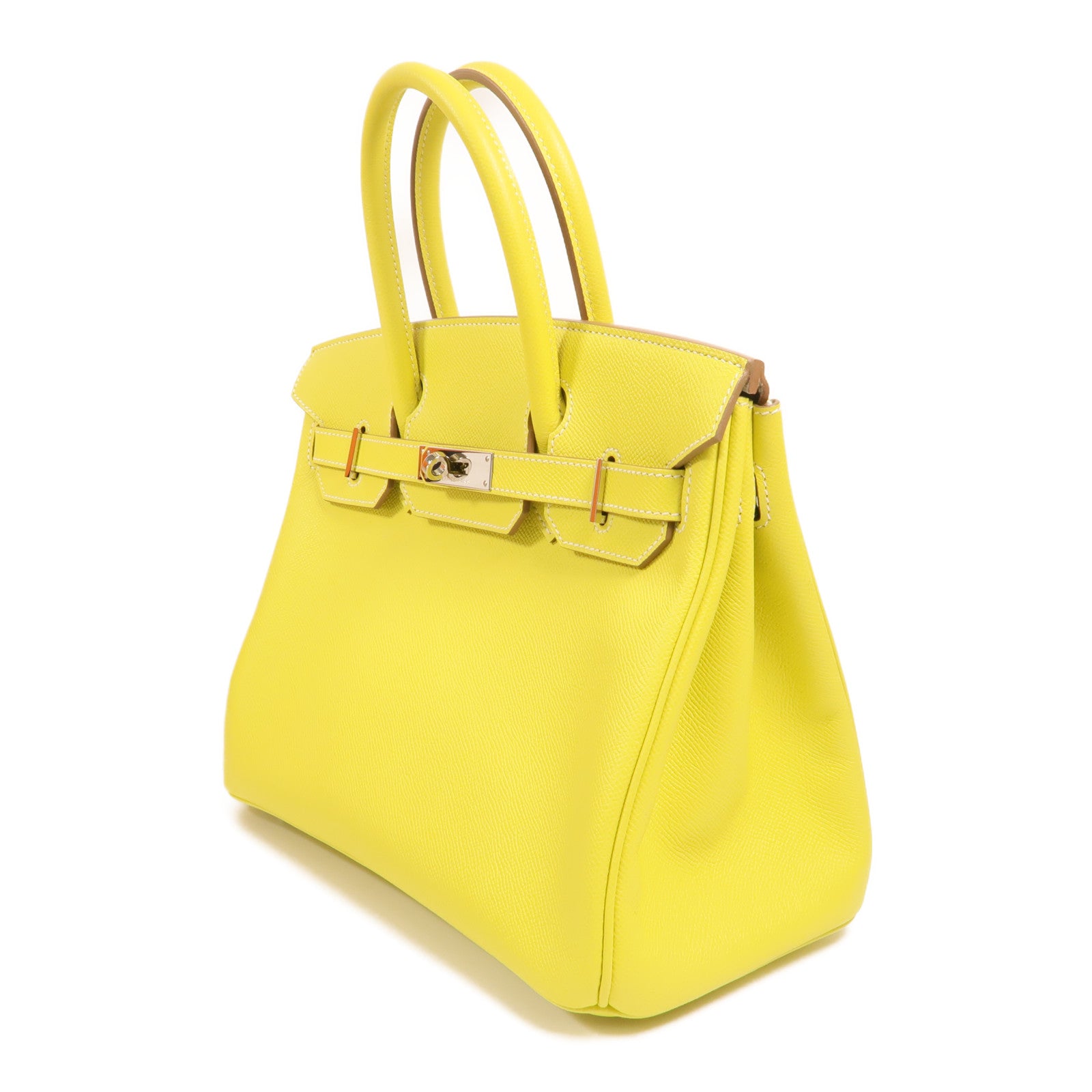 HERMES Epsom皮革Birkin30銀扣手挽袋Lime