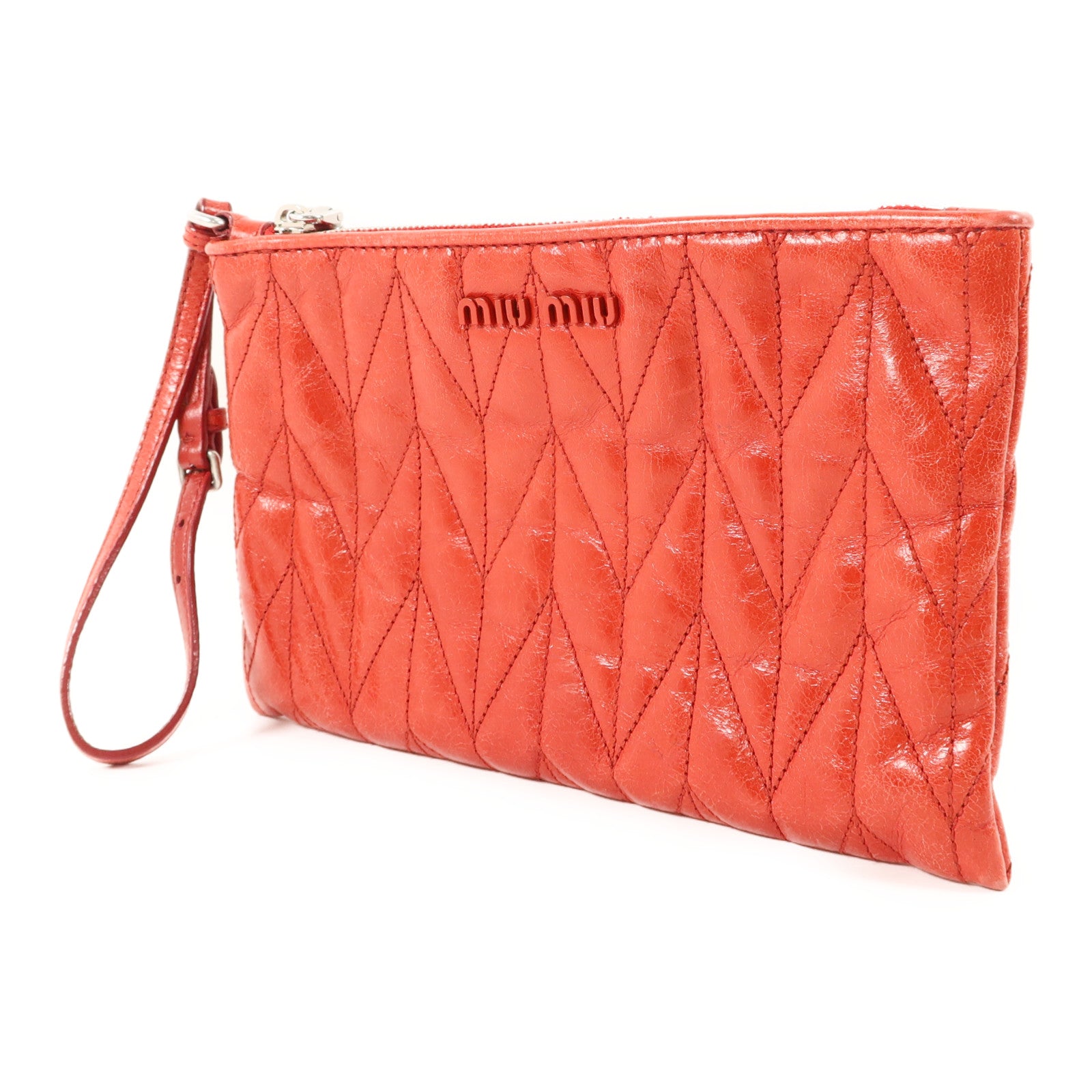 Miu Miu 牛皮皮革Pouch銀扣小袋