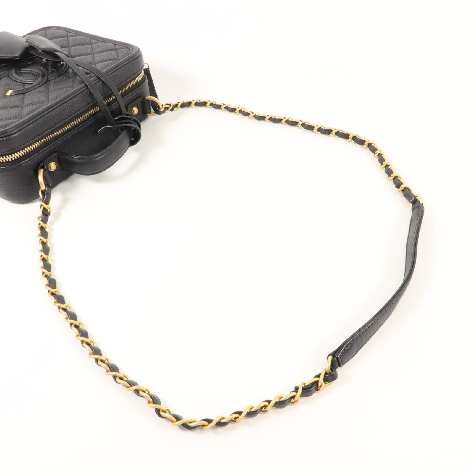 CHANEL 牛皮皮革CC Filigree Vanity Case Medium手挽肩背兩用袋