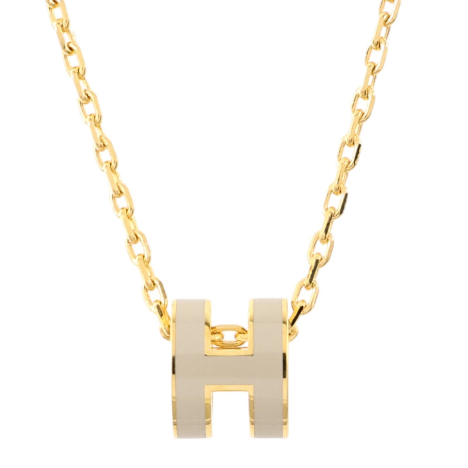 HERMES 金屬/琺瑯Mini Pop H Necklac金扣項鏈Marron Glace