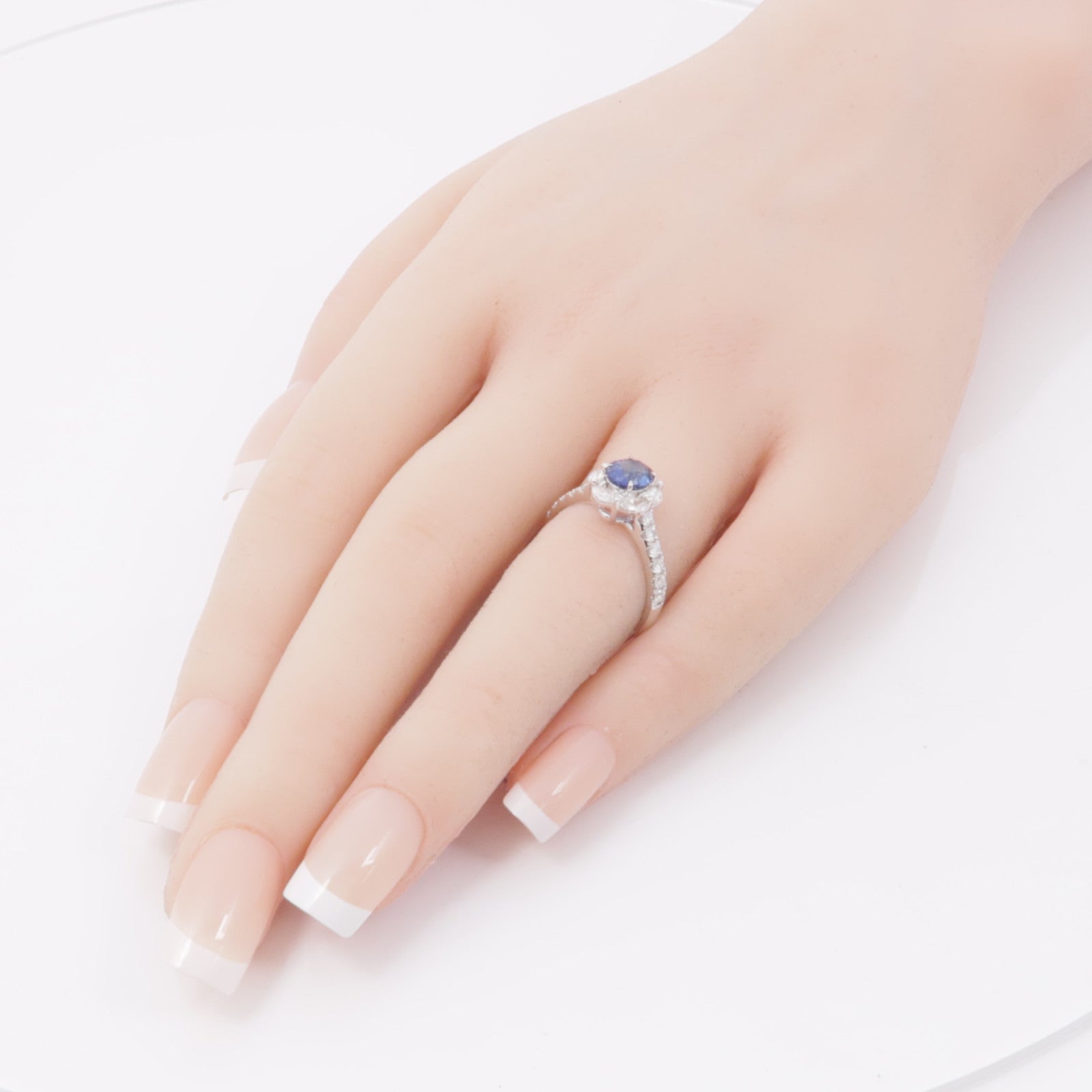 JEWELRY 18K白金Sapphire Diamond Ring藍寶石/鑽石戒指US#6