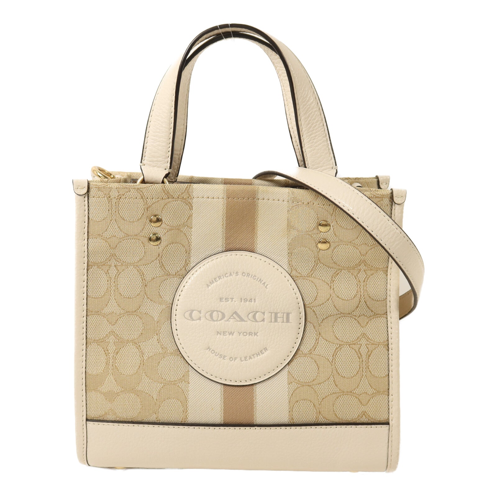 COACH 帆布/牛皮皮革2 Way Shoulder金扣手挽肩背兩用袋