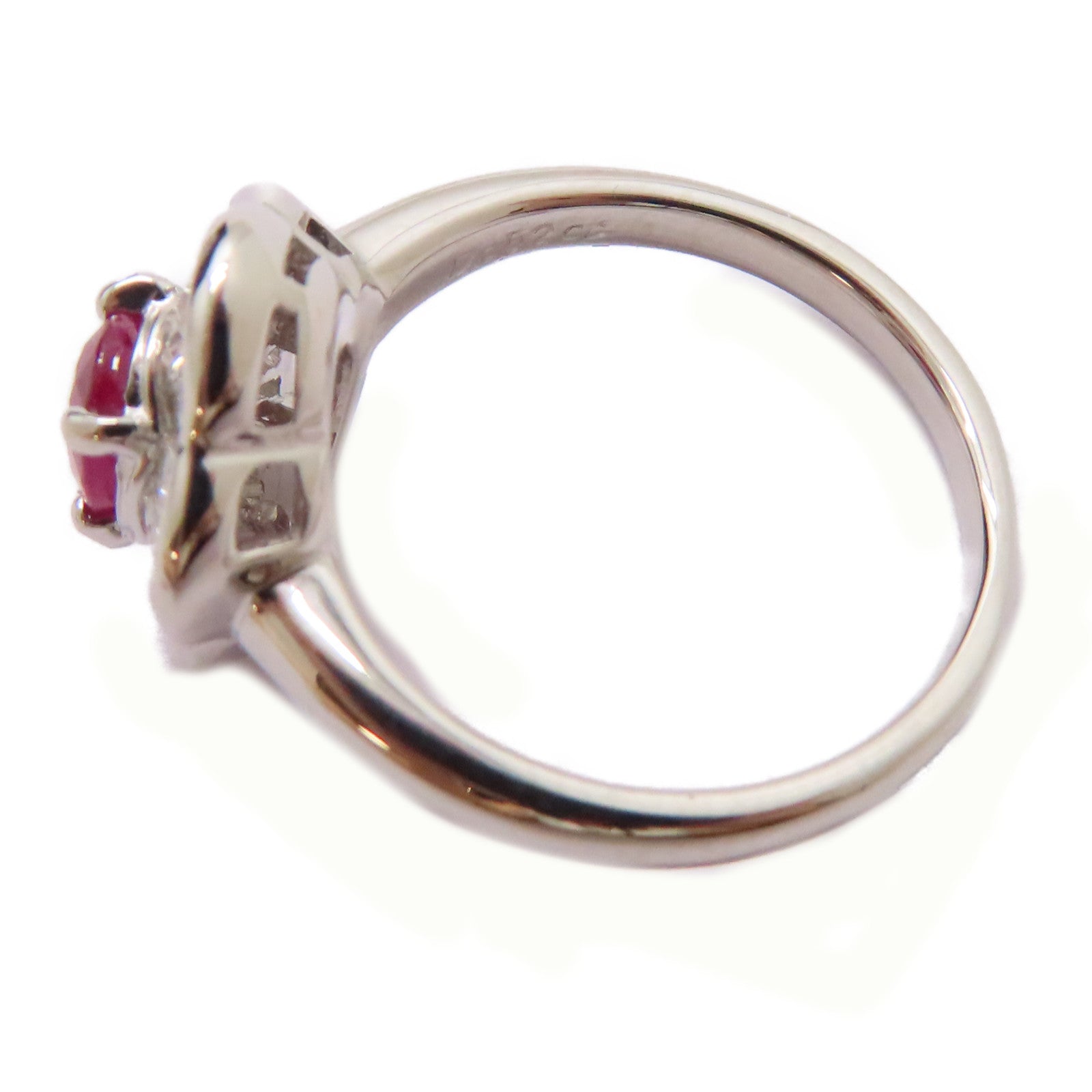 JEWELRY PT900鉑金Ruby Diamond Ring 0.73ct紅寶石/0.52ct鑽石戒指US#5.5
