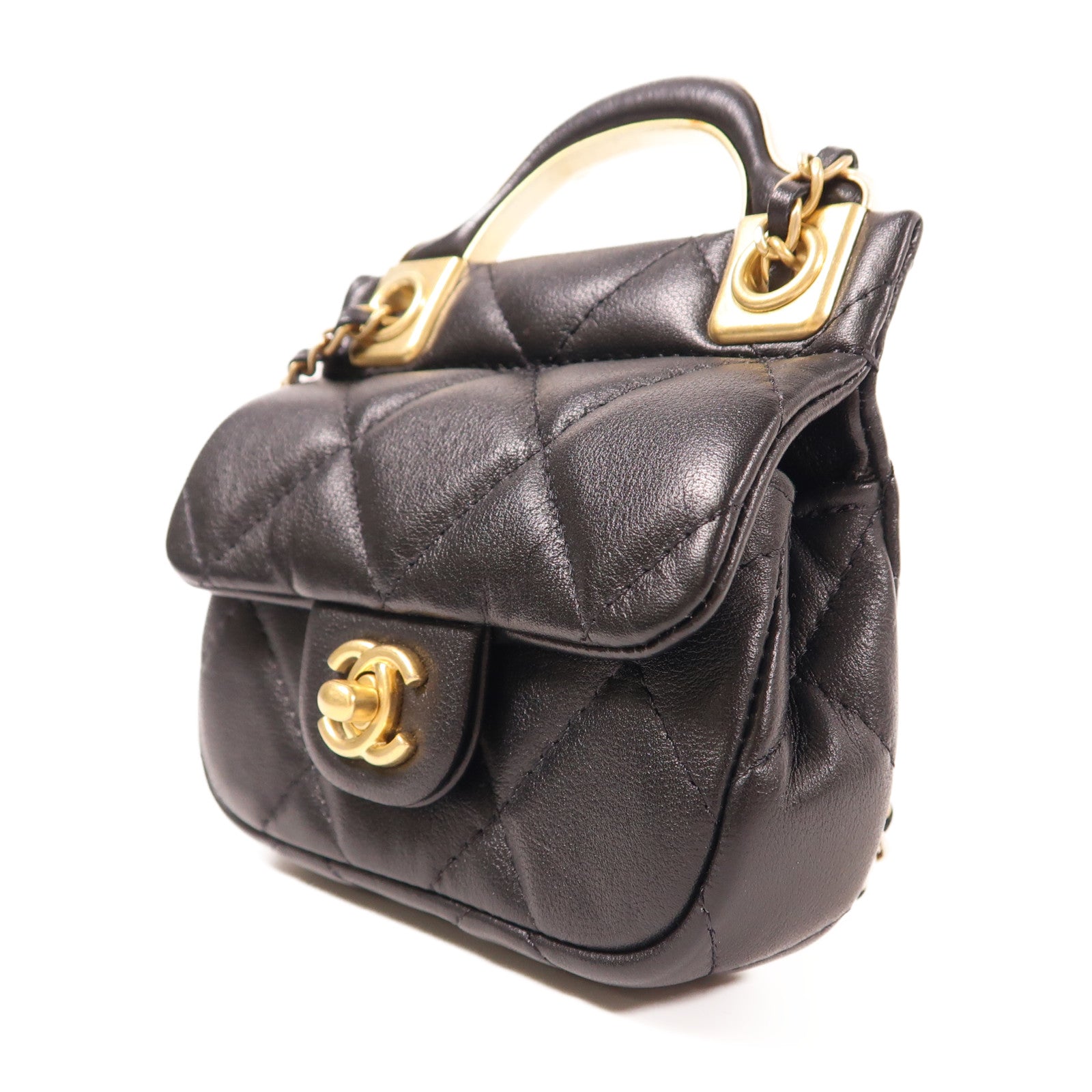 CHANEL 羊皮皮革Chain Shoulder金扣手挽肩背兩用袋