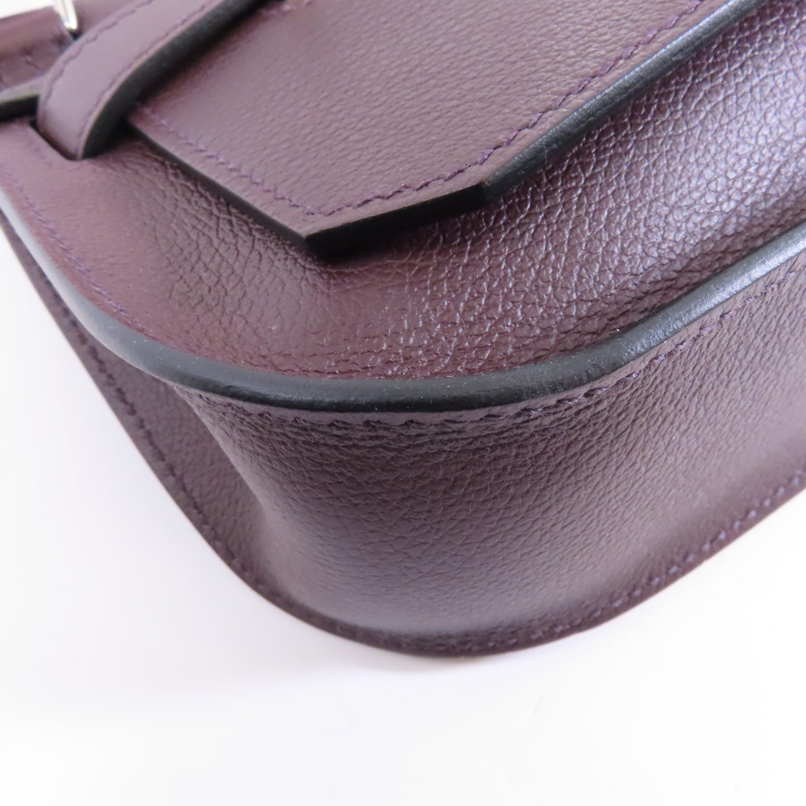 HERMES Evercolor皮革Mini Jypsiere銀扣肩背袋Rouge Sellier啡色
