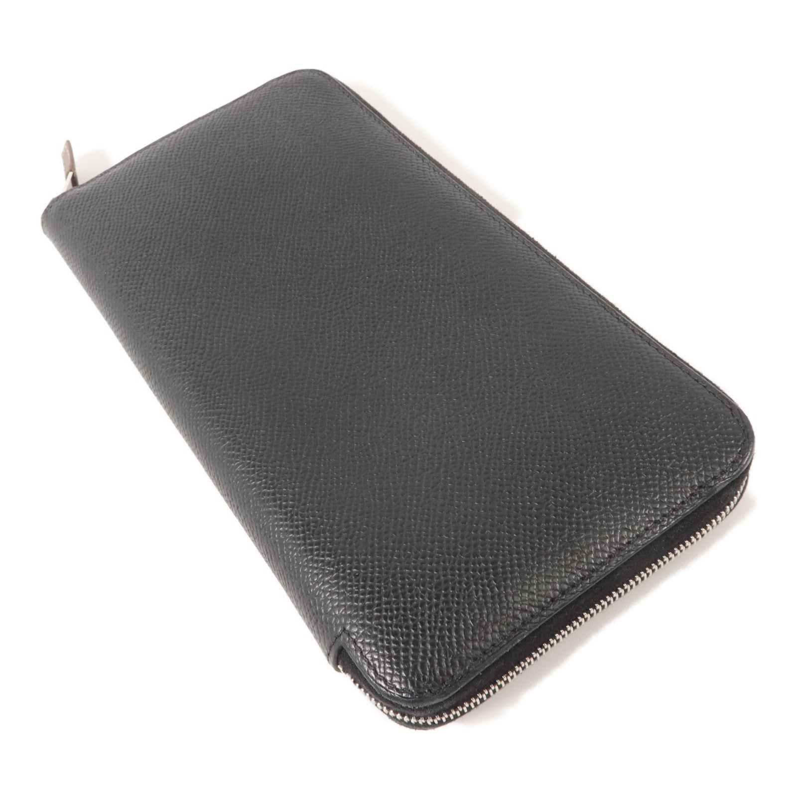 HERMES Epsom皮革Silk In Classique Long Wallet長錢包Noir