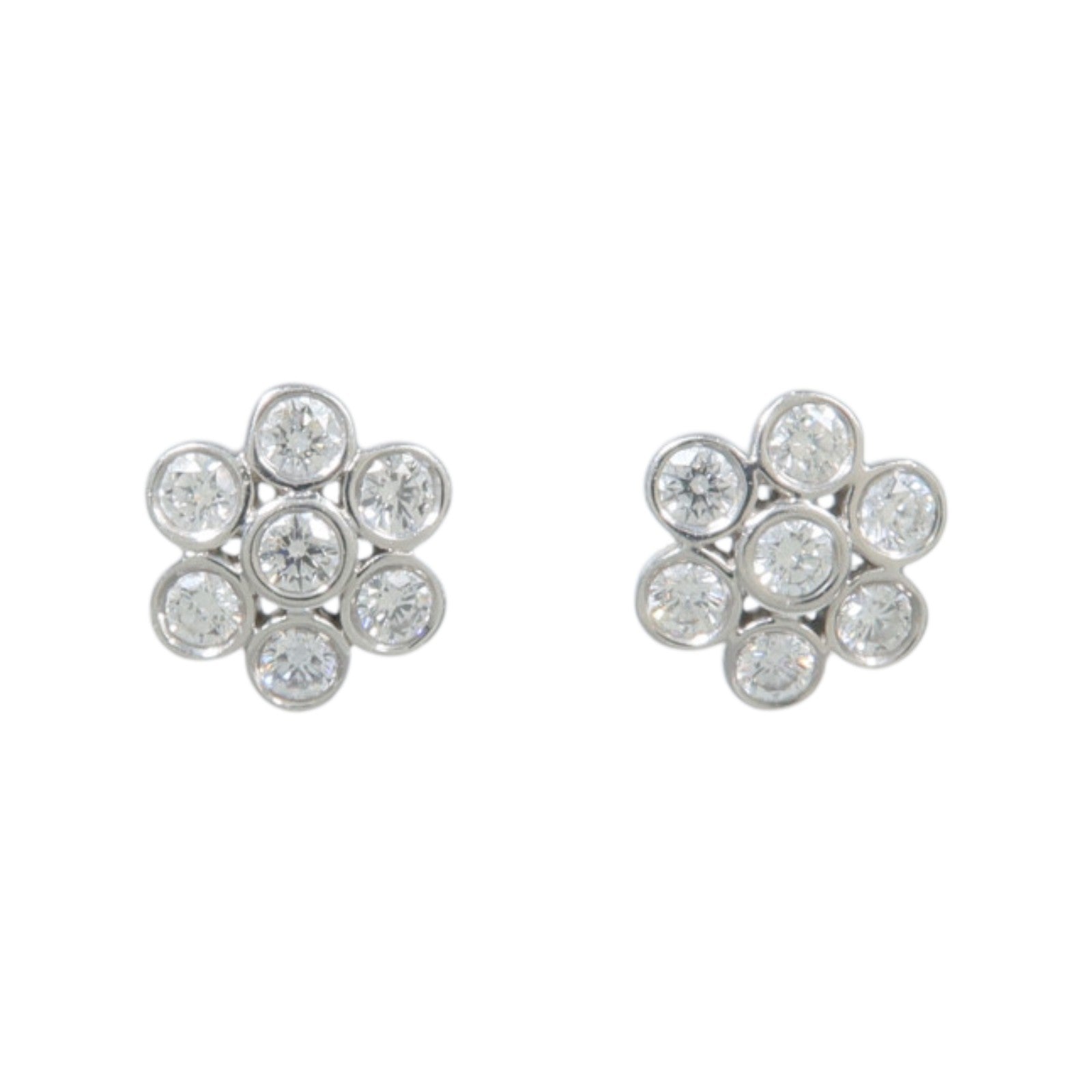 TIFFANY＆CO PT950鉑金Diamond Flower Earrings鑽石耳環
