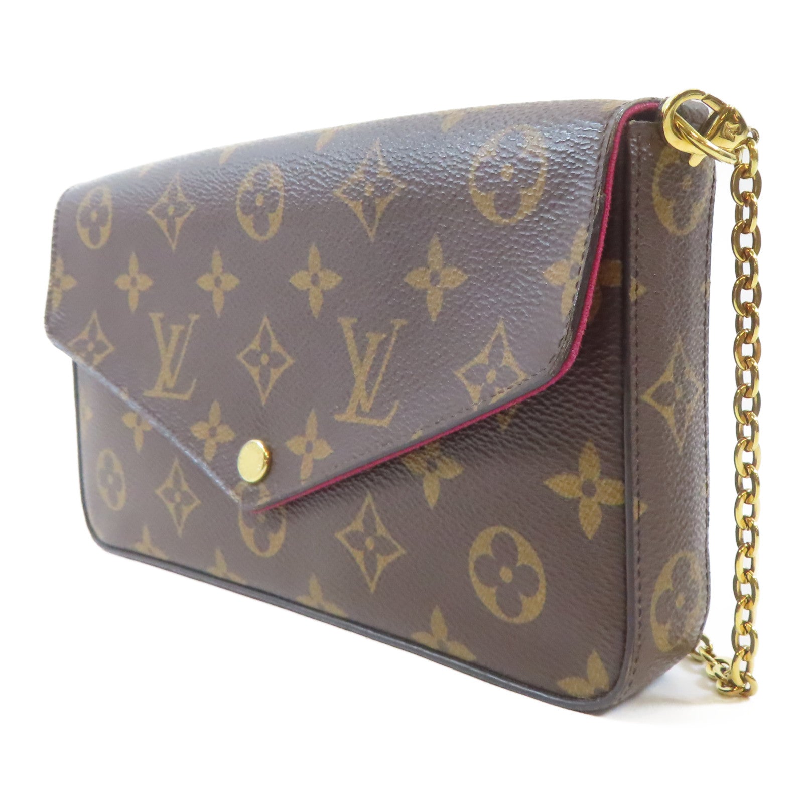 LOUIS VUITTON Monogram Felicie Pochette金扣鏈帶肩背袋啡色