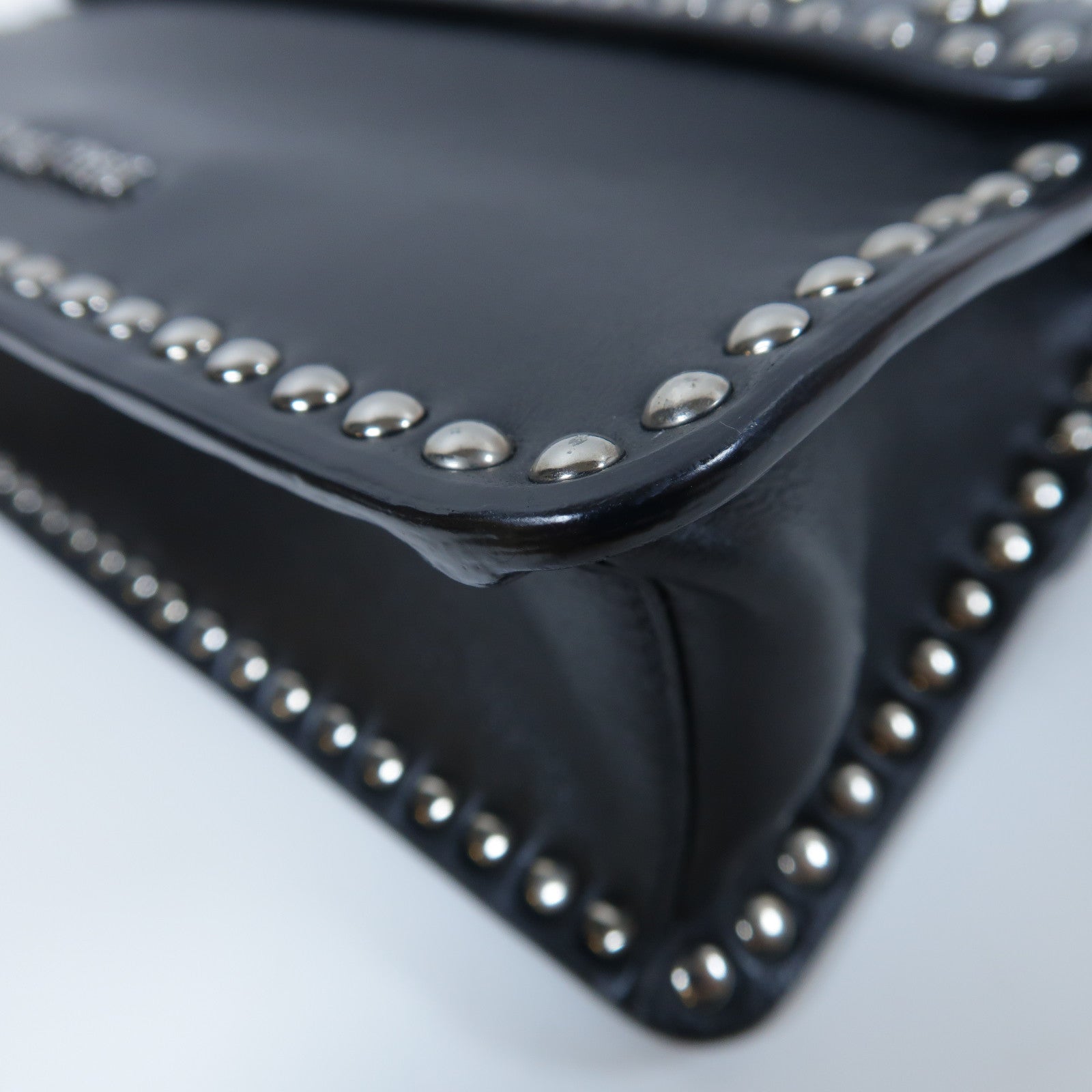 Miu Miu 牛皮皮革2 Way Shoulder銀扣手挽肩背兩用袋黑色