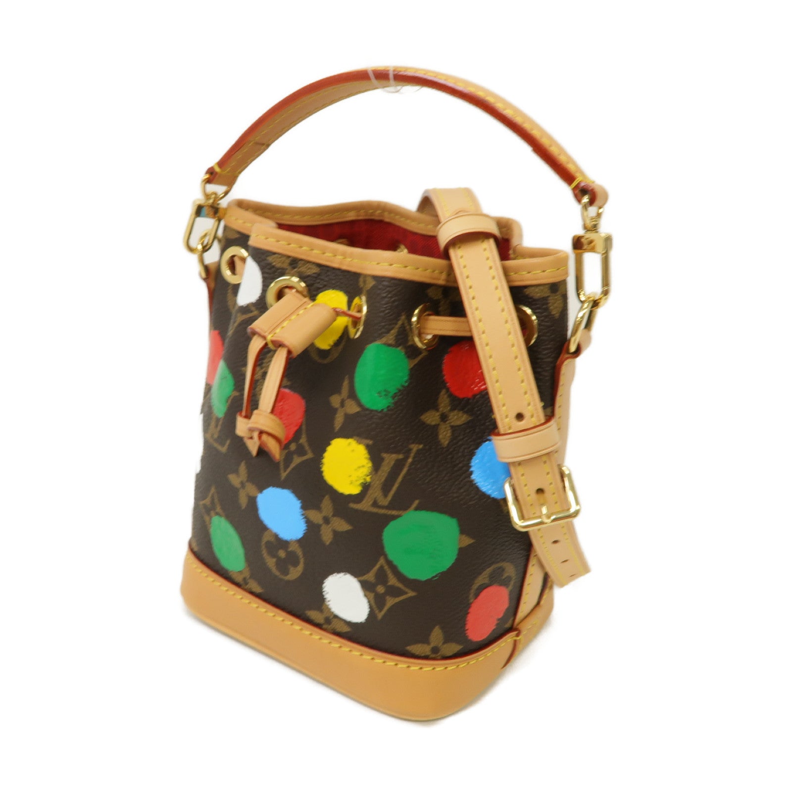 LOUIS VUITTON Monogram LV x YK Nano Noe金扣手挽肩背兩用袋啡色/彩色