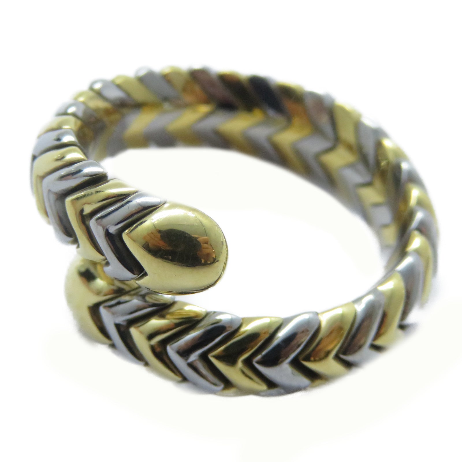 BVLGARI 18K黃金/18K白金Serpenti Tubogas戒指US#6