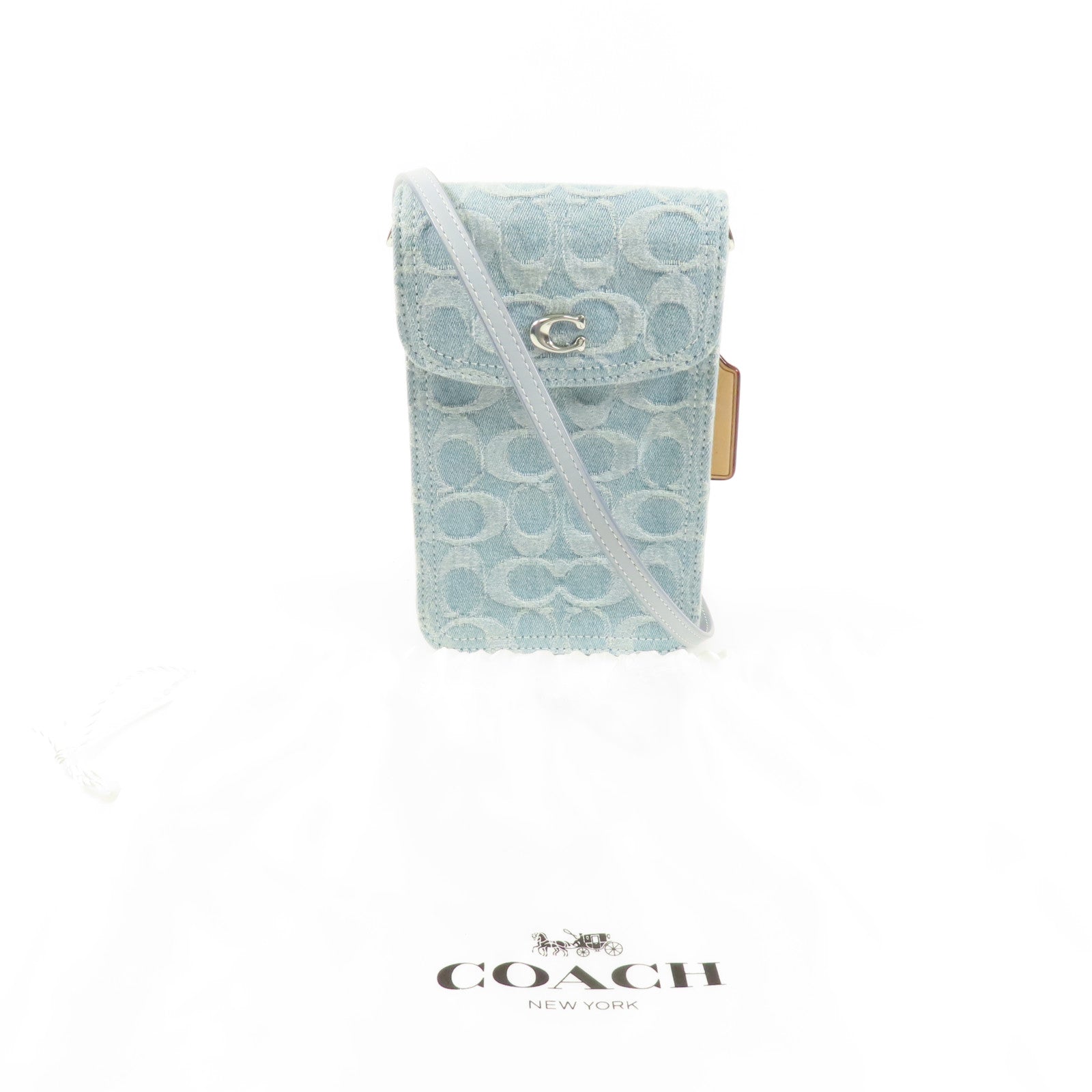 COACH 牛仔布Tote Bag銀扣肩背袋