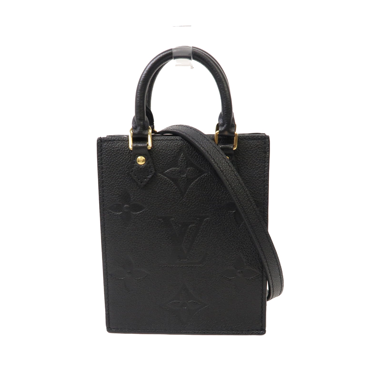 LOUIS VUITTON 【清倉大減價】Monogram Empreinte Petit Sac Plat金扣手挽肩背兩用袋黑色