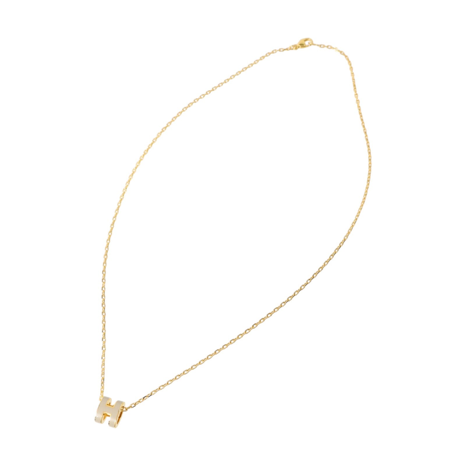 HERMES 金屬/琺瑯Mini Pop H Necklac金扣項鏈Marron Glace