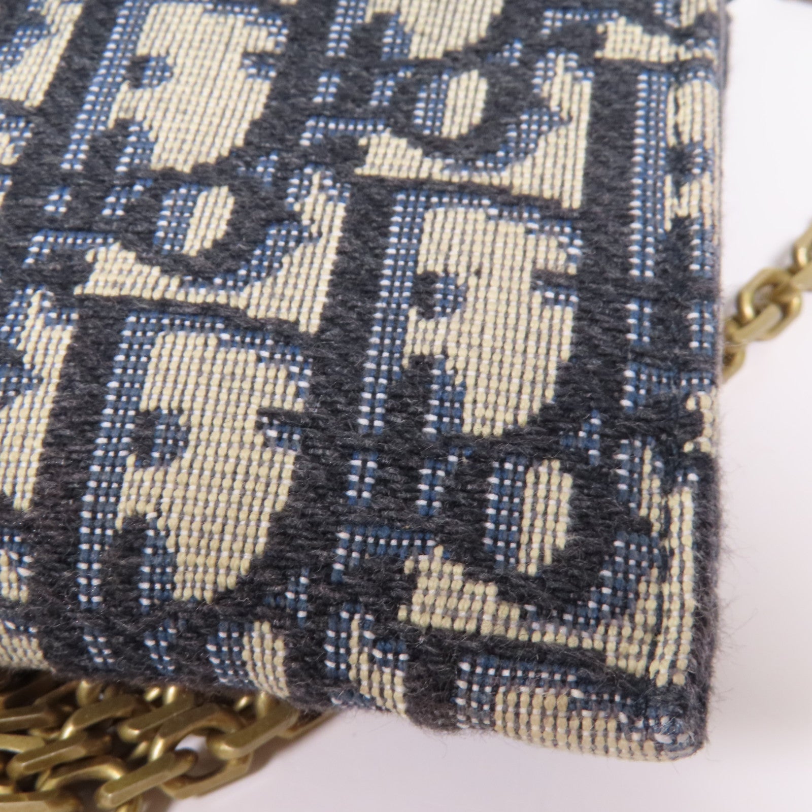 Dior 帆布Small Saddle Pouch With Chain金扣肩背袋