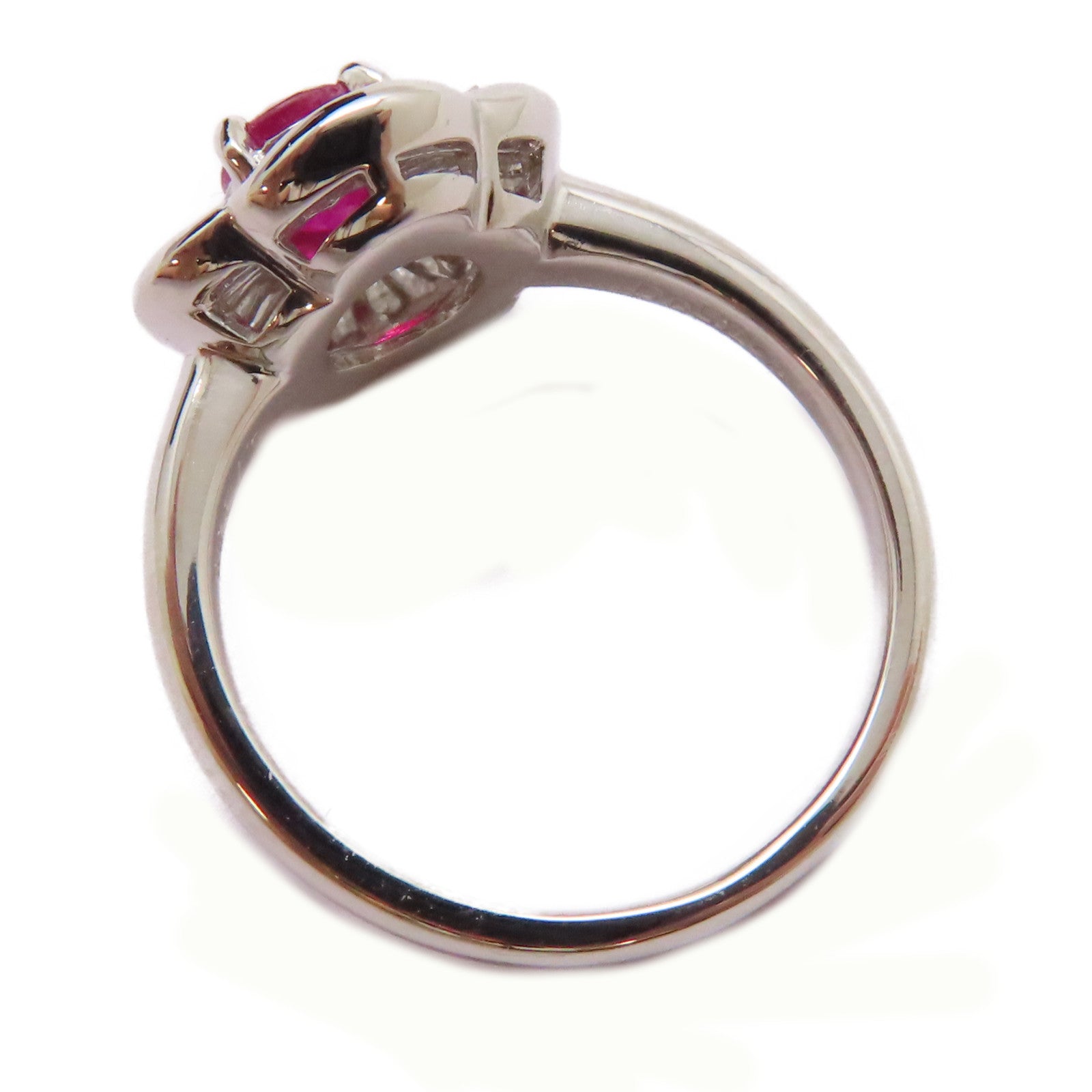 JEWELRY PT900鉑金Ruby Diamond Ring 0.73ct紅寶石/0.52ct鑽石戒指US#5.5
