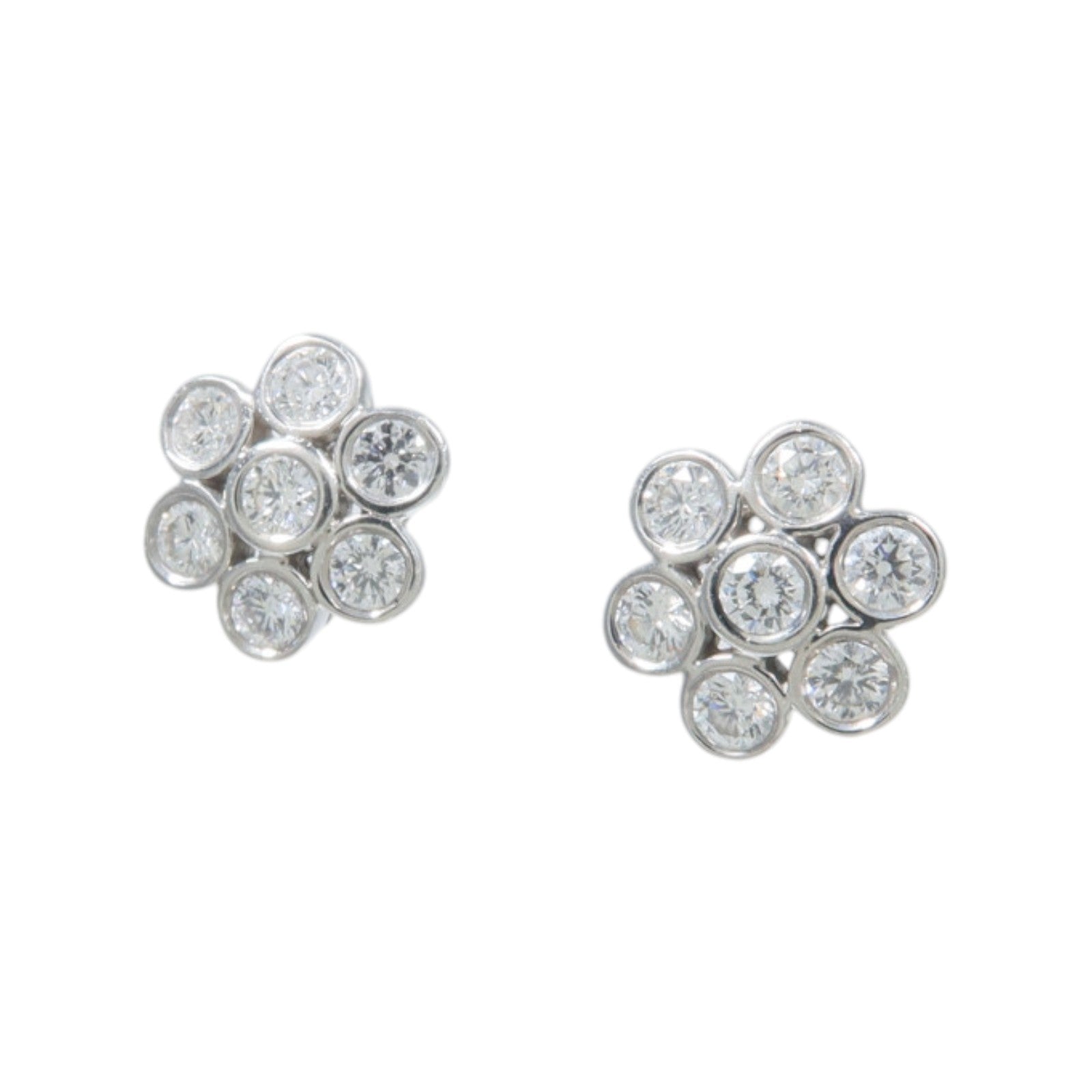 TIFFANY＆CO PT950鉑金Diamond Flower Earrings鑽石耳環