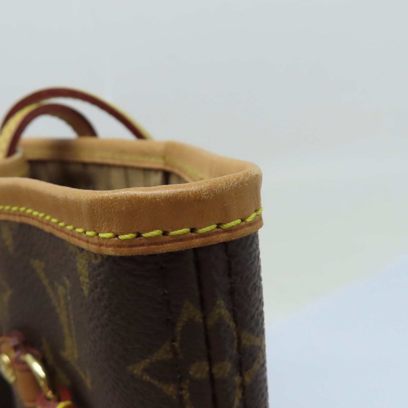LOUIS VUITTON Monogram Neverfull PM金扣手挽袋啡色