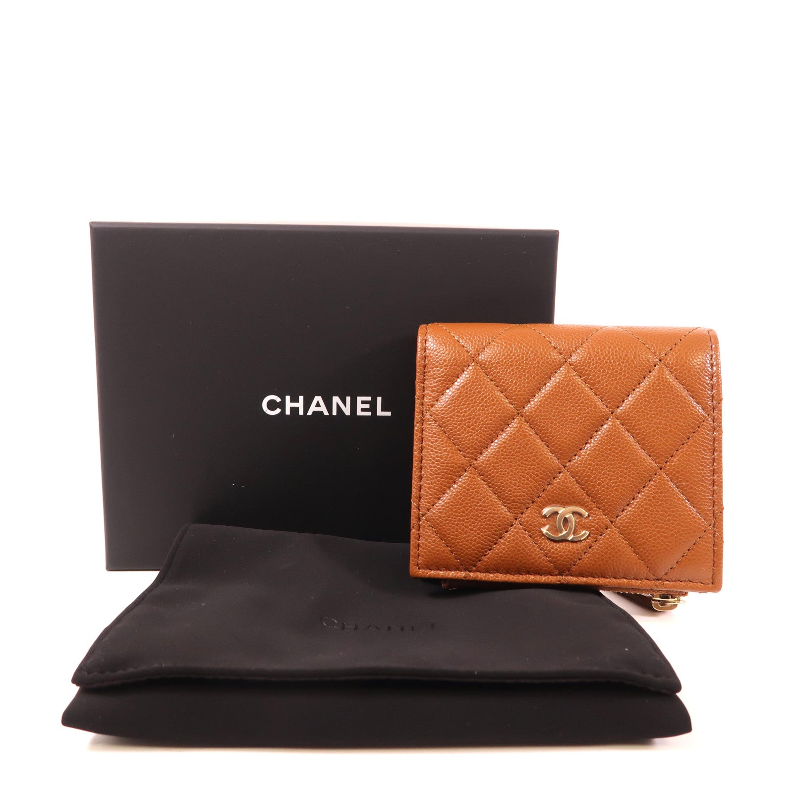 CHANEL 牛皮皮革Wallet金扣錢包