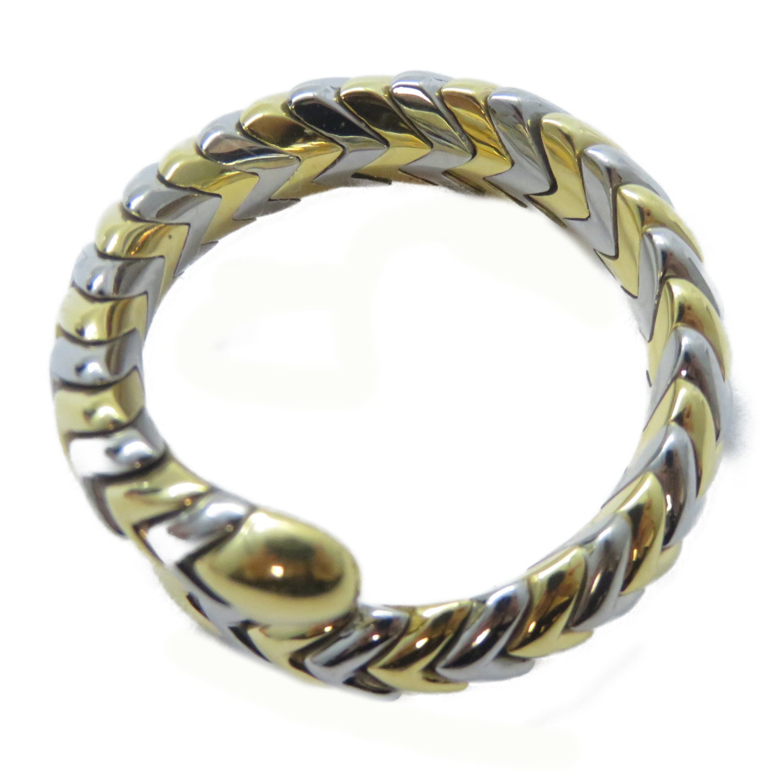 BVLGARI 18K黃金/18K白金Serpenti Tubogas戒指US#6