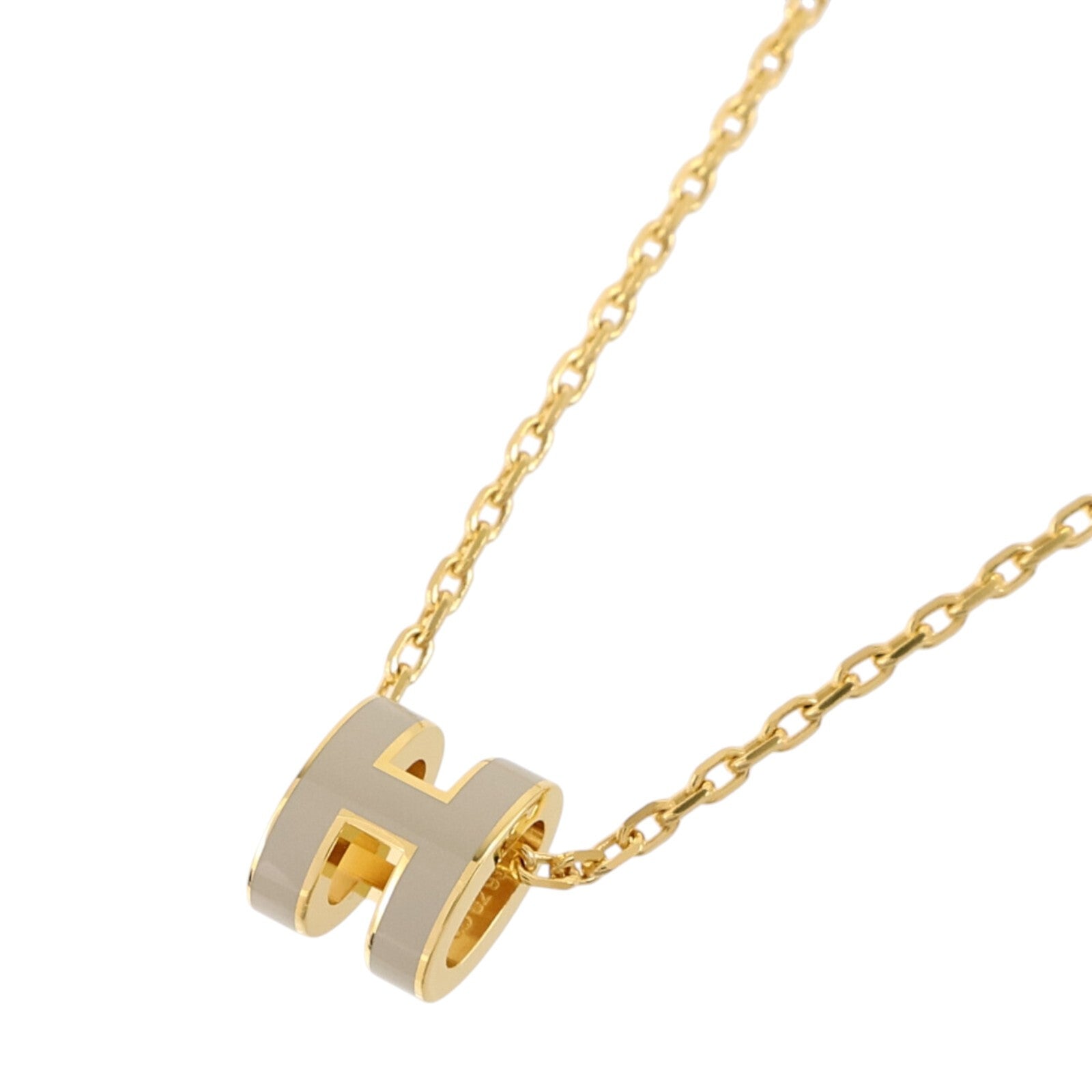 HERMES 金屬/琺瑯Mini Pop H Necklac金扣項鏈Marron Glace