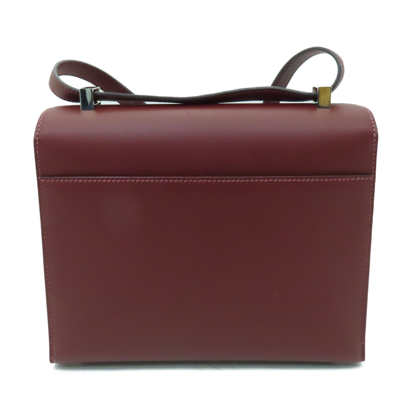 HERMES 【激減優惠】Box Calf皮革Verrou 23銀扣肩背袋Rouge H酒紅色