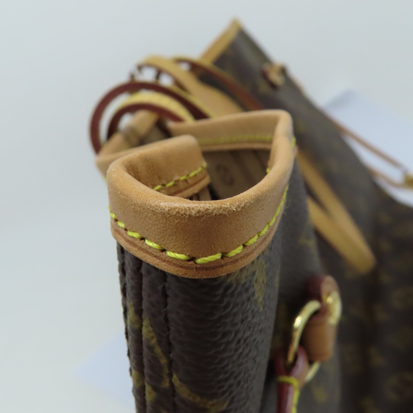 LOUIS VUITTON Monogram Neverfull PM金扣手挽袋啡色