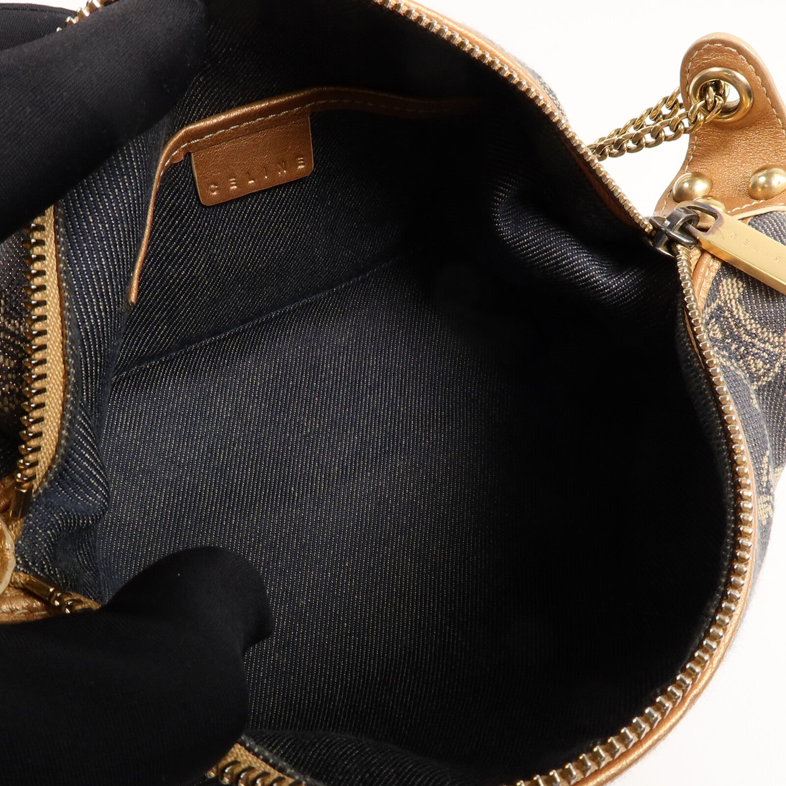 CELINE Denim Vintage Hand Bag鏈帶肩背袋