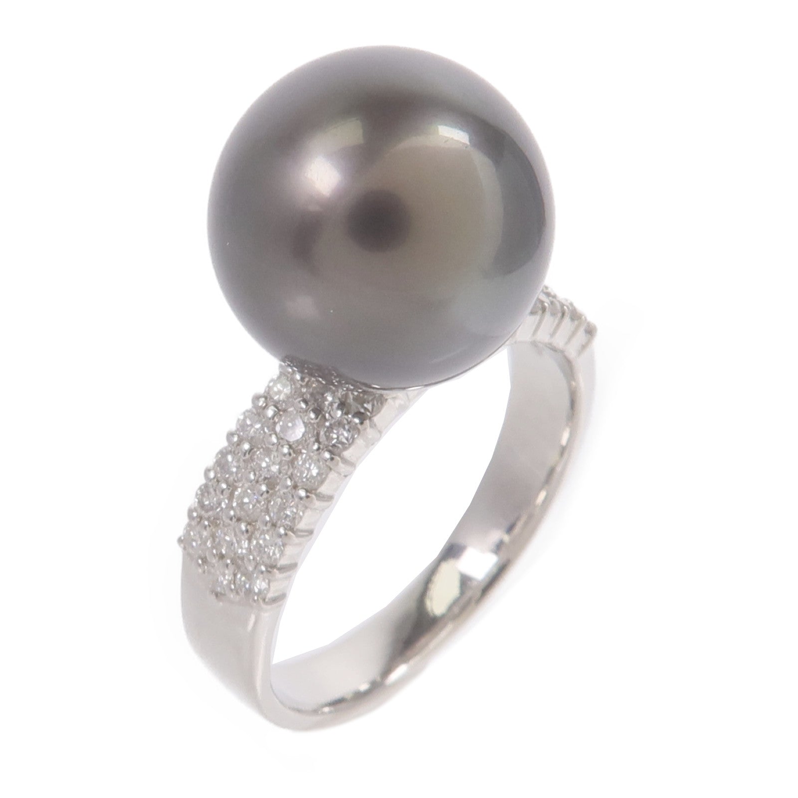 JEWELRY PT900鉑金Black Pearl Diamond Ring黑珍珠/鑽石戒指