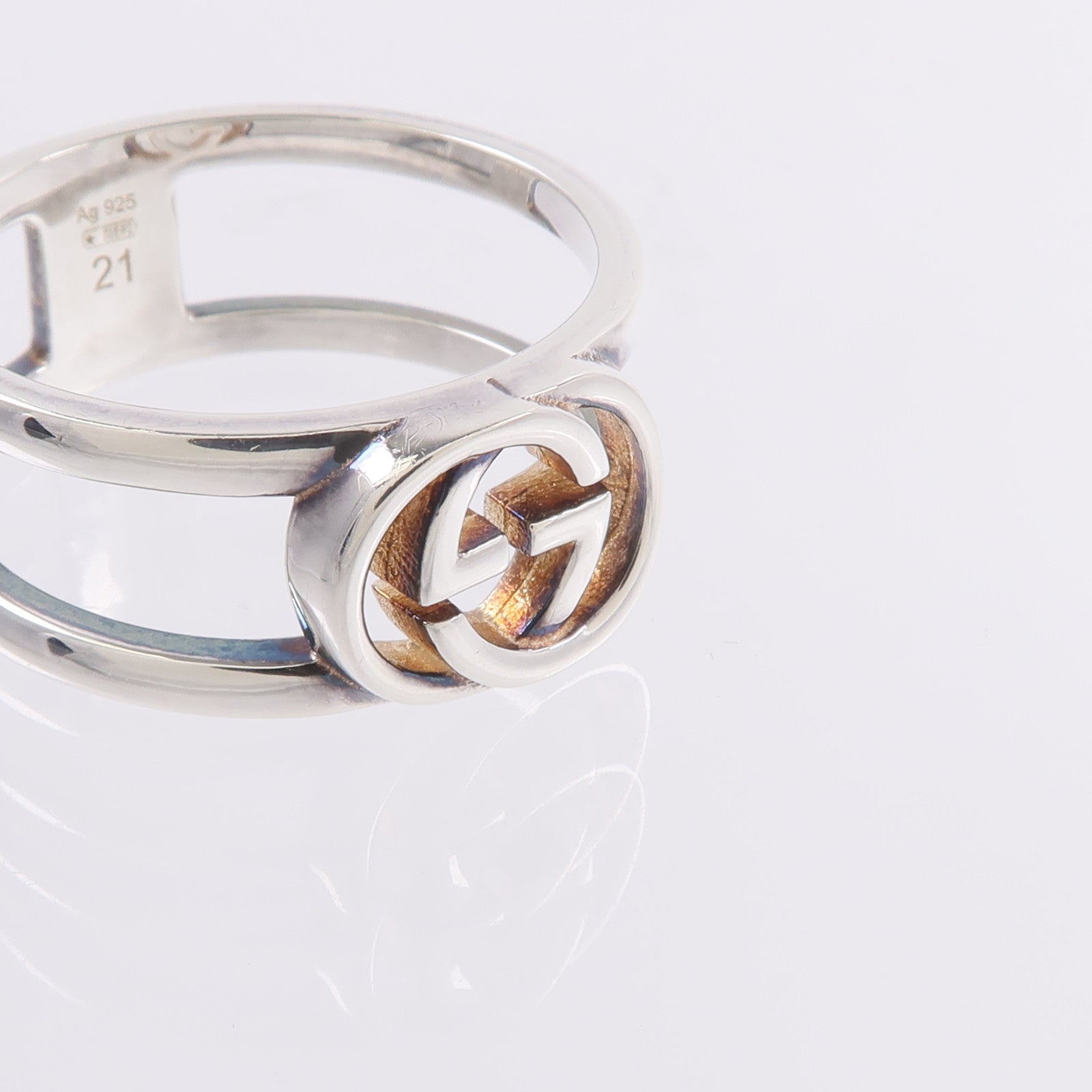 GUCCI 925純銀Interlocking G Open Band Ring戒指
