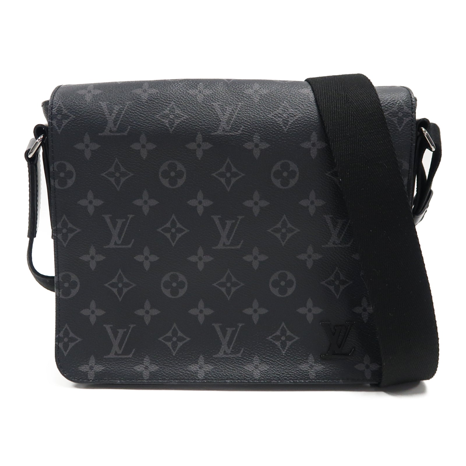 LOUIS VUITTON Monogram Eclipse District PM銀扣肩背袋黑色