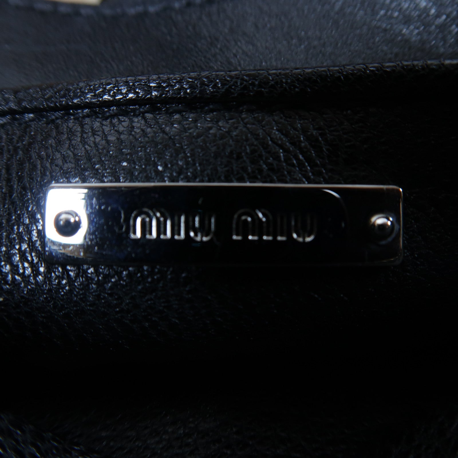 Miu Miu 牛皮皮革2 Way Shoulder銀扣手挽肩背兩用袋黑色