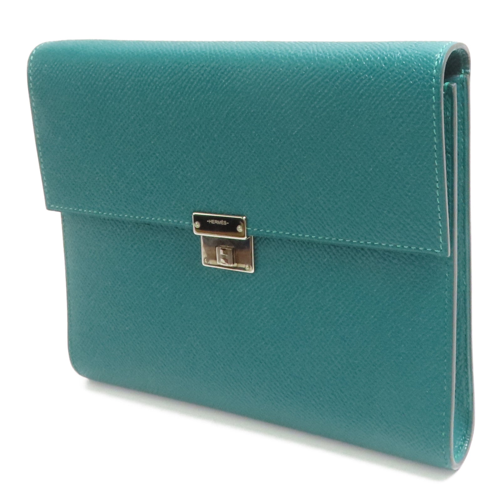 HERMES Epsom皮革Clic 16銀扣肩背袋Vert Vertigo