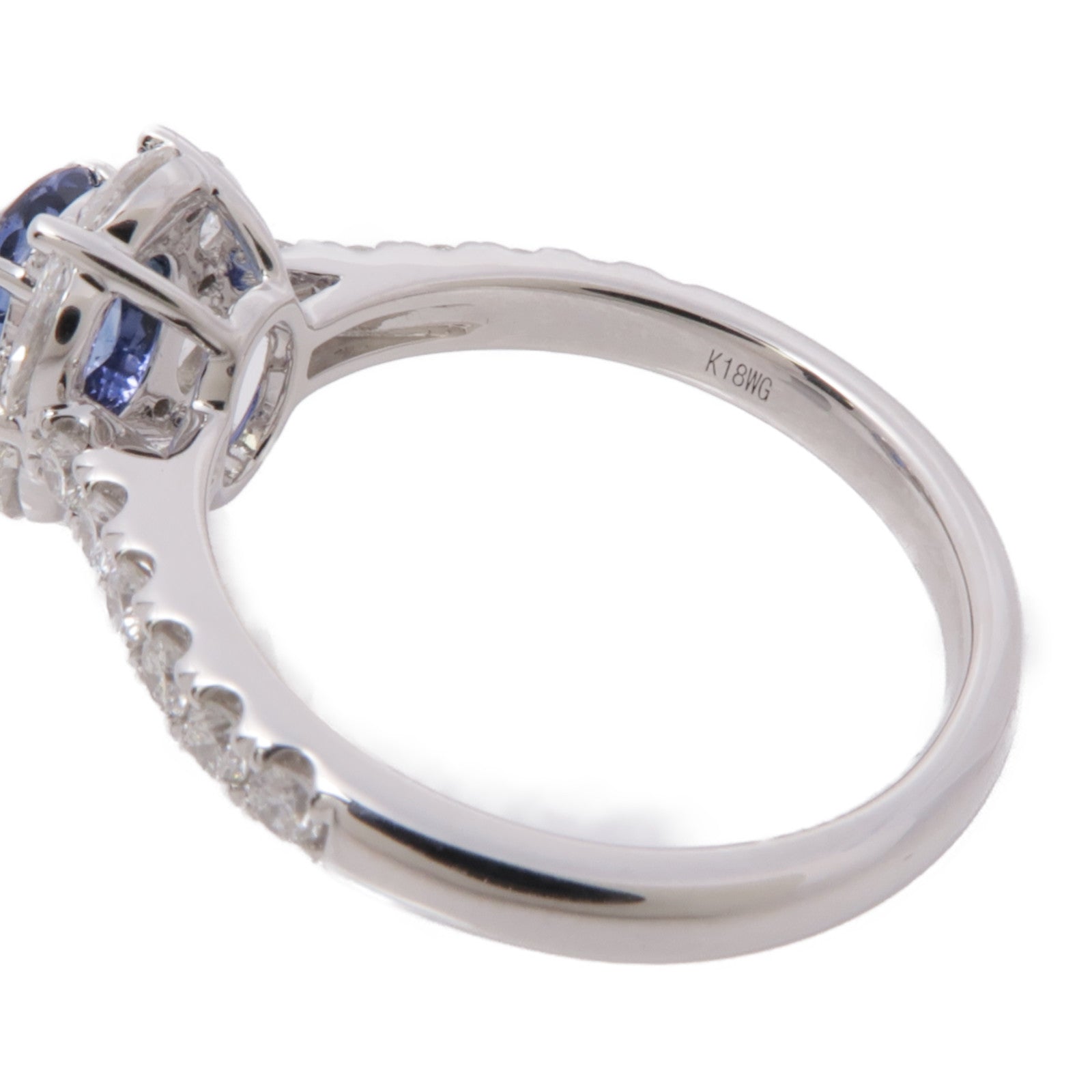 JEWELRY 18K白金Sapphire Diamond Ring藍寶石/鑽石戒指US#6