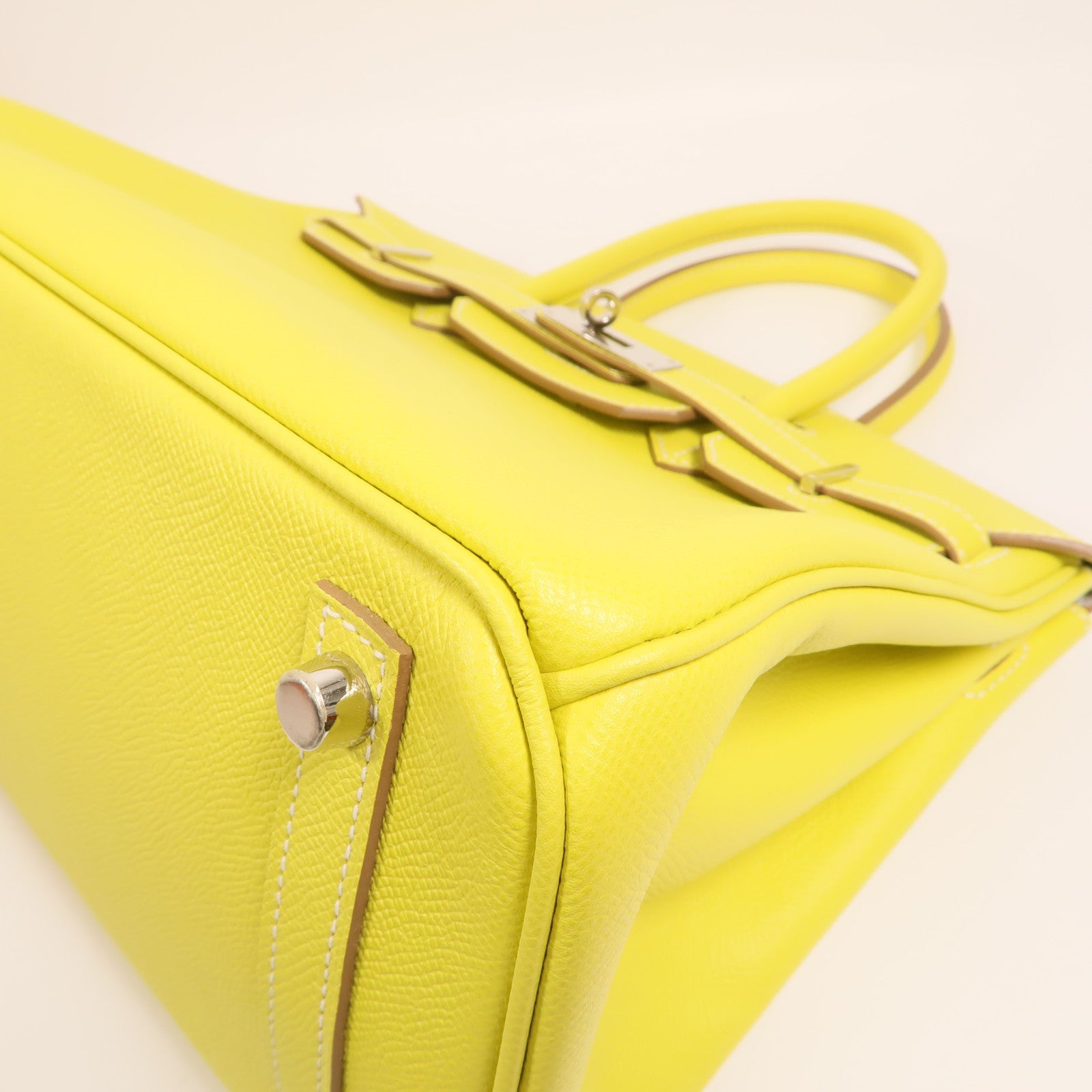 HERMES Epsom皮革Birkin30銀扣手挽袋Lime