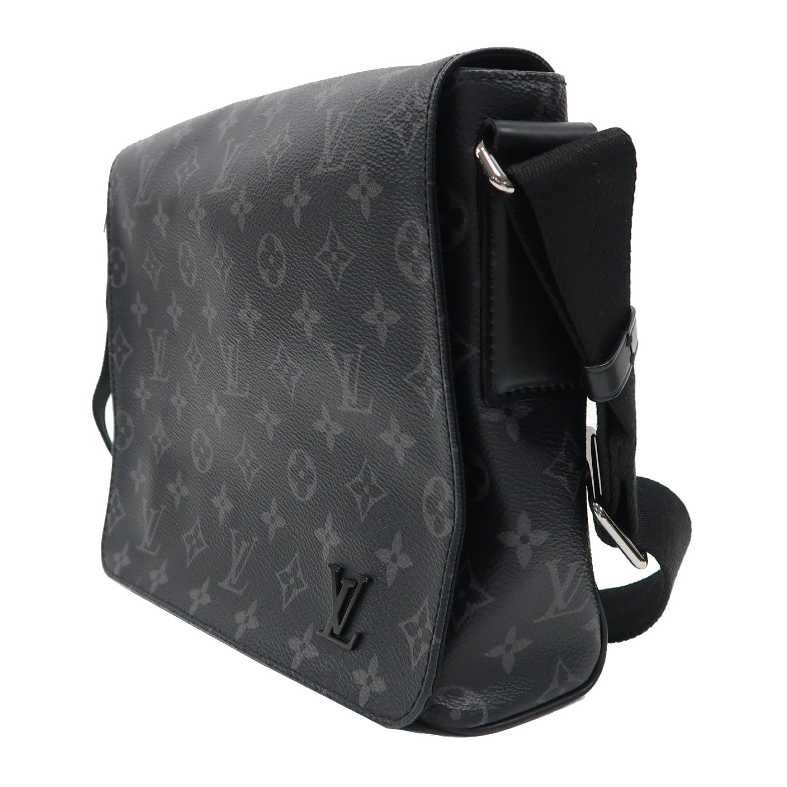 LOUIS VUITTON Monogram Eclipse District PM銀扣肩背袋黑色